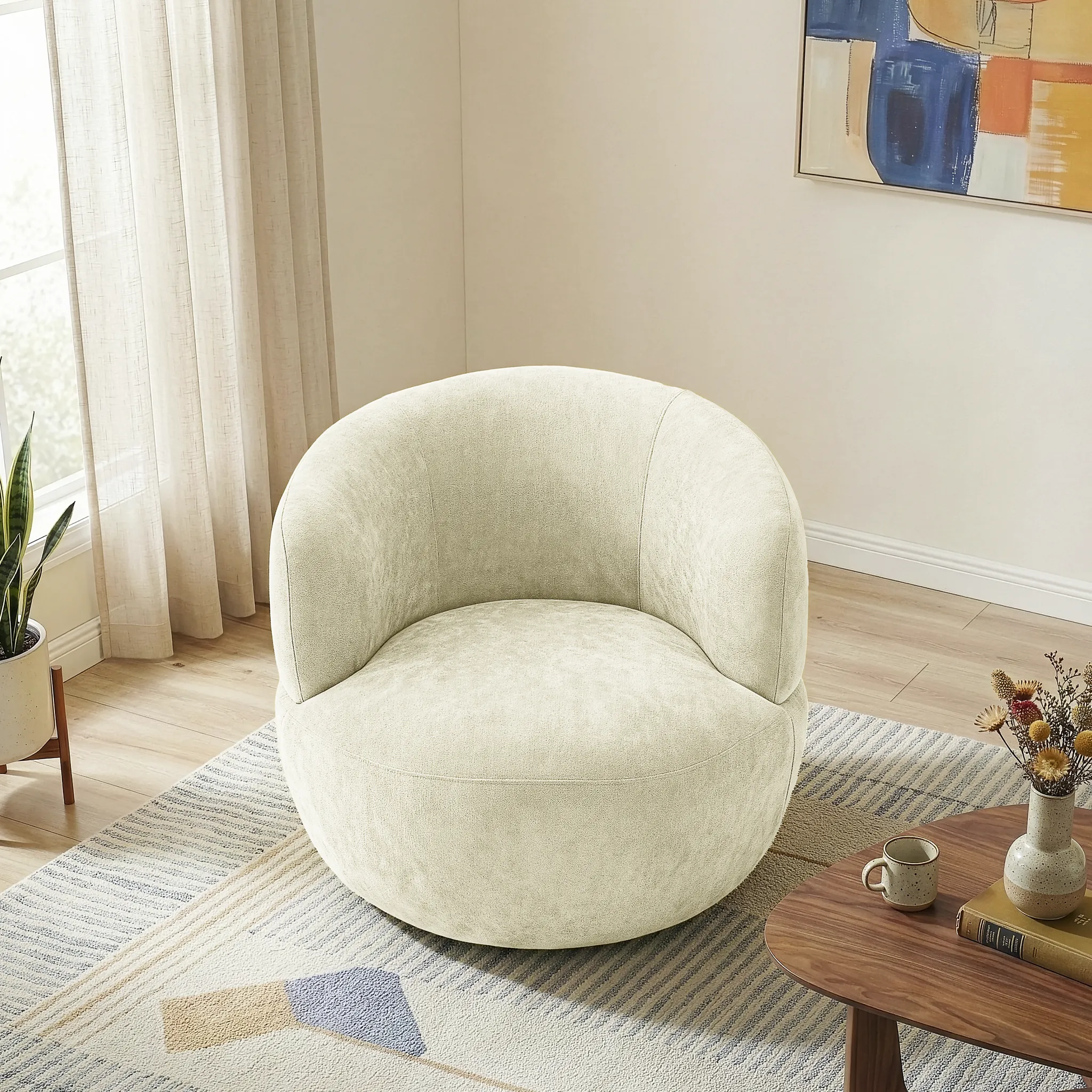 Thornton Sand Chenille Swivel Chair - Image 2