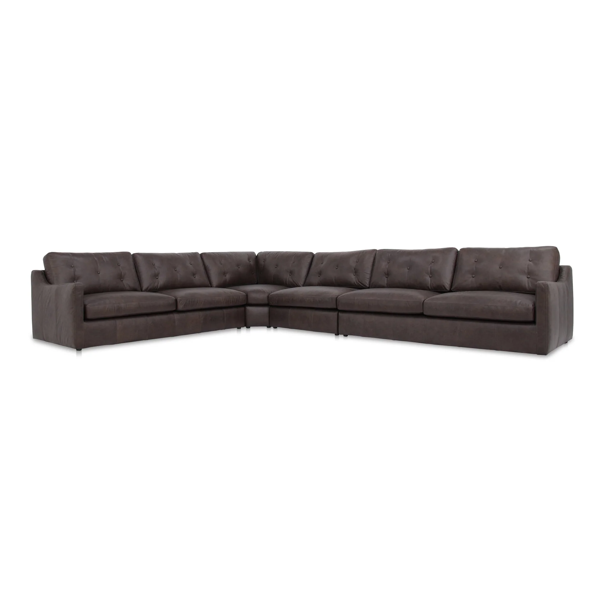 Thurlow 4 Piece Modular Sectional Espresso Brown Leather
