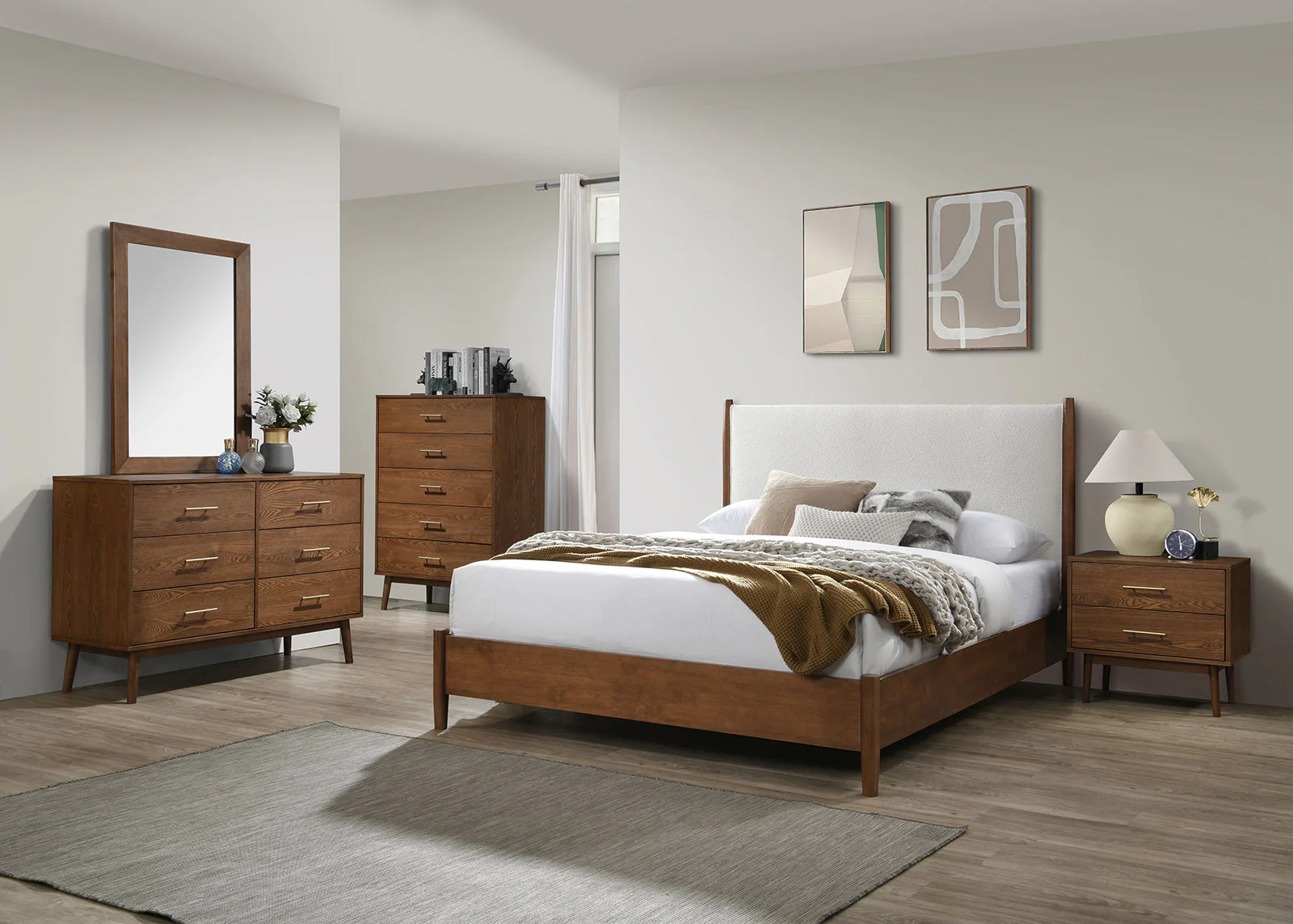 Thusis Walnut/Beige Queen Bed - Image 2