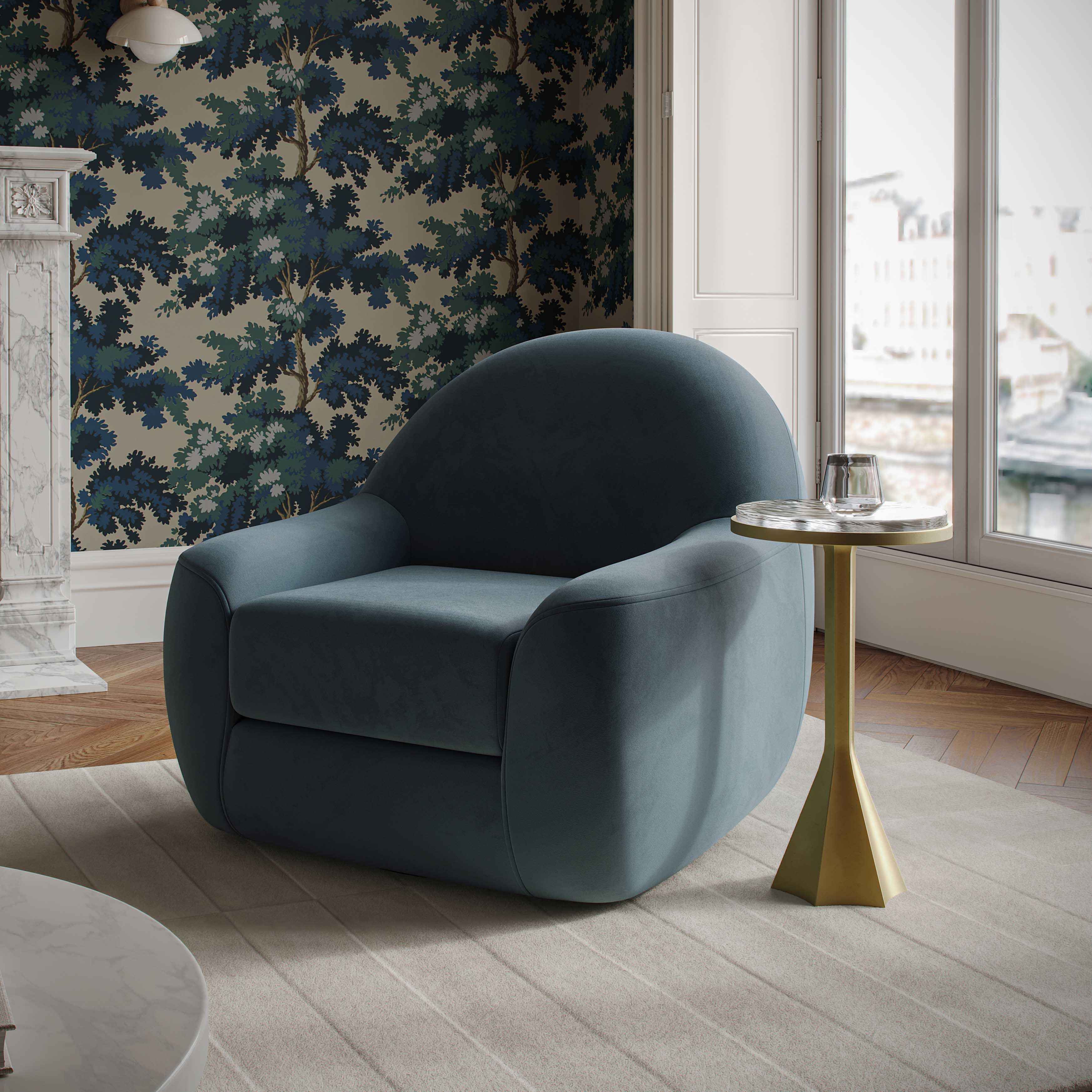 Tiago Performance Velvet Swivel Accent Chair - Image 2