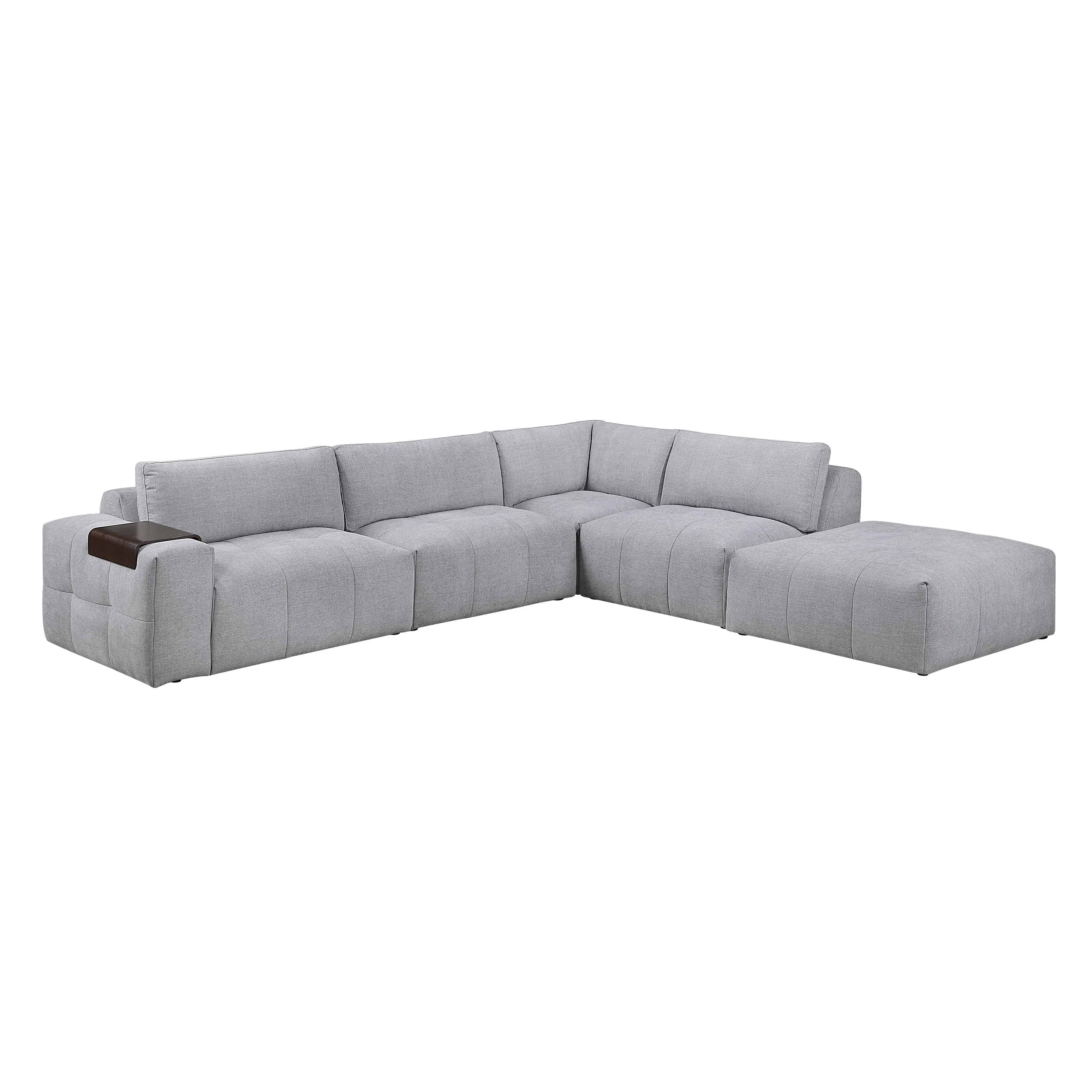 Tidal Gray 5-Piece Modular Sectional with Ottoman