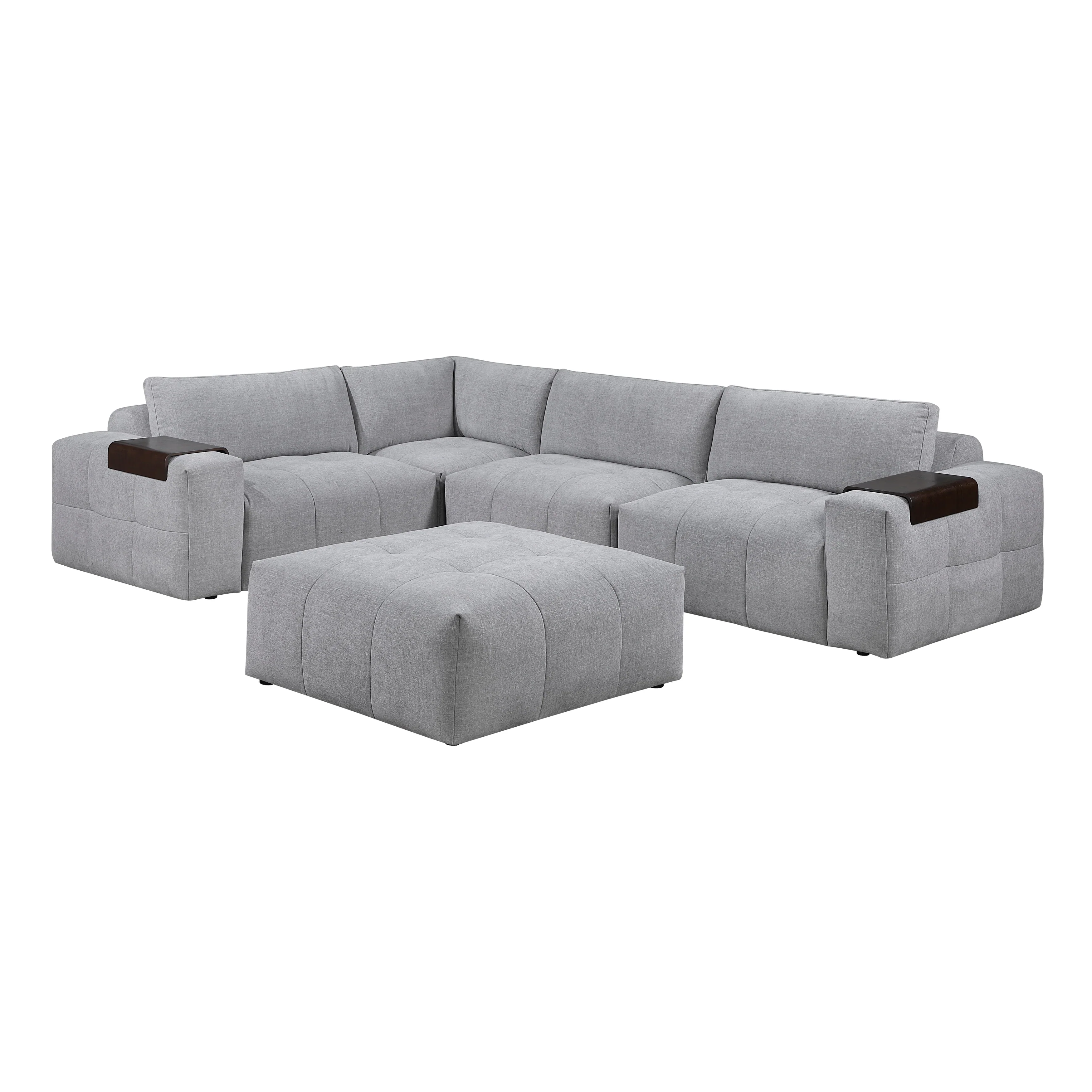 Tidal Gray 5-Piece Modular Sectional with Ottoman