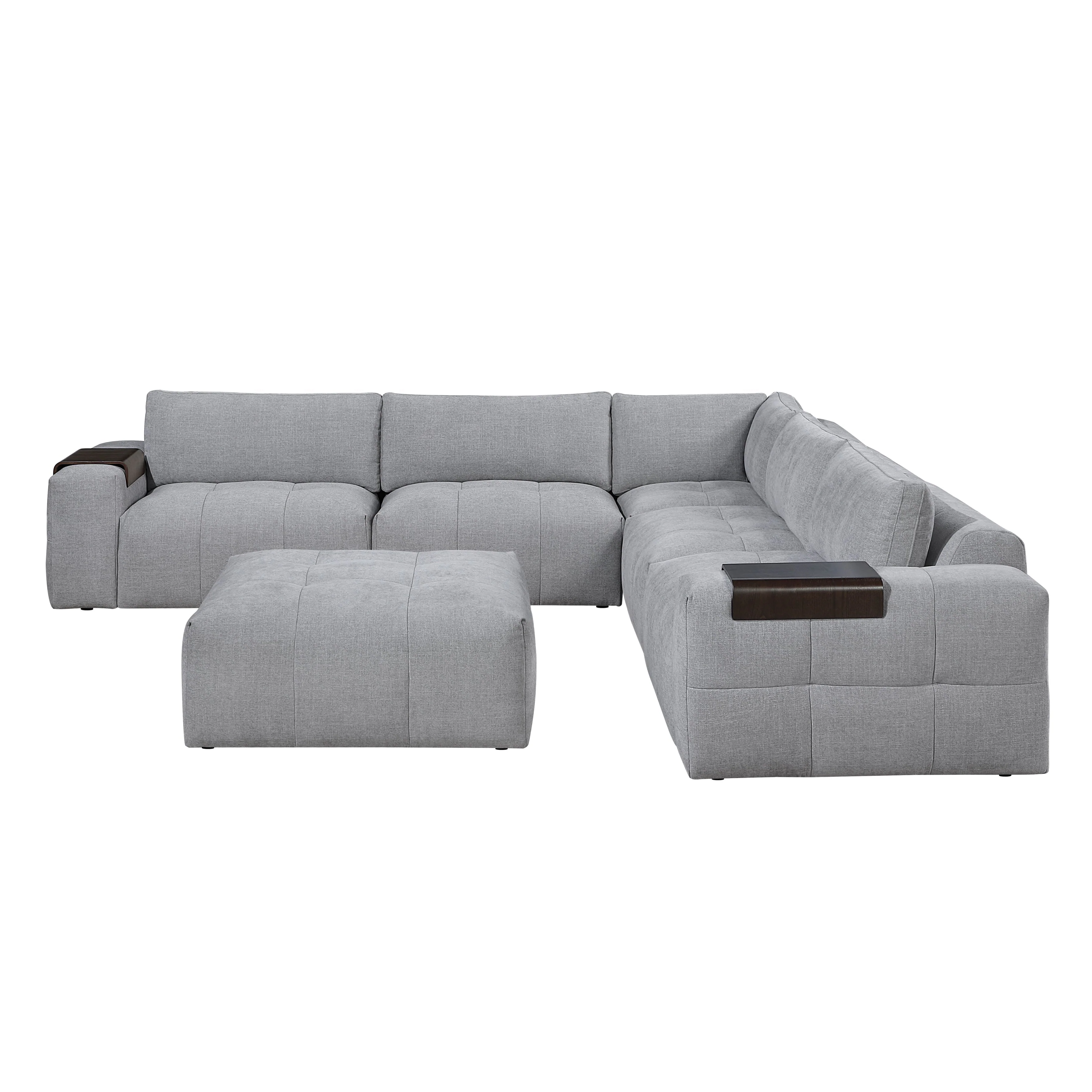 Tidal Gray 6-Piece Modular Sectional with Ottoman - Image 3