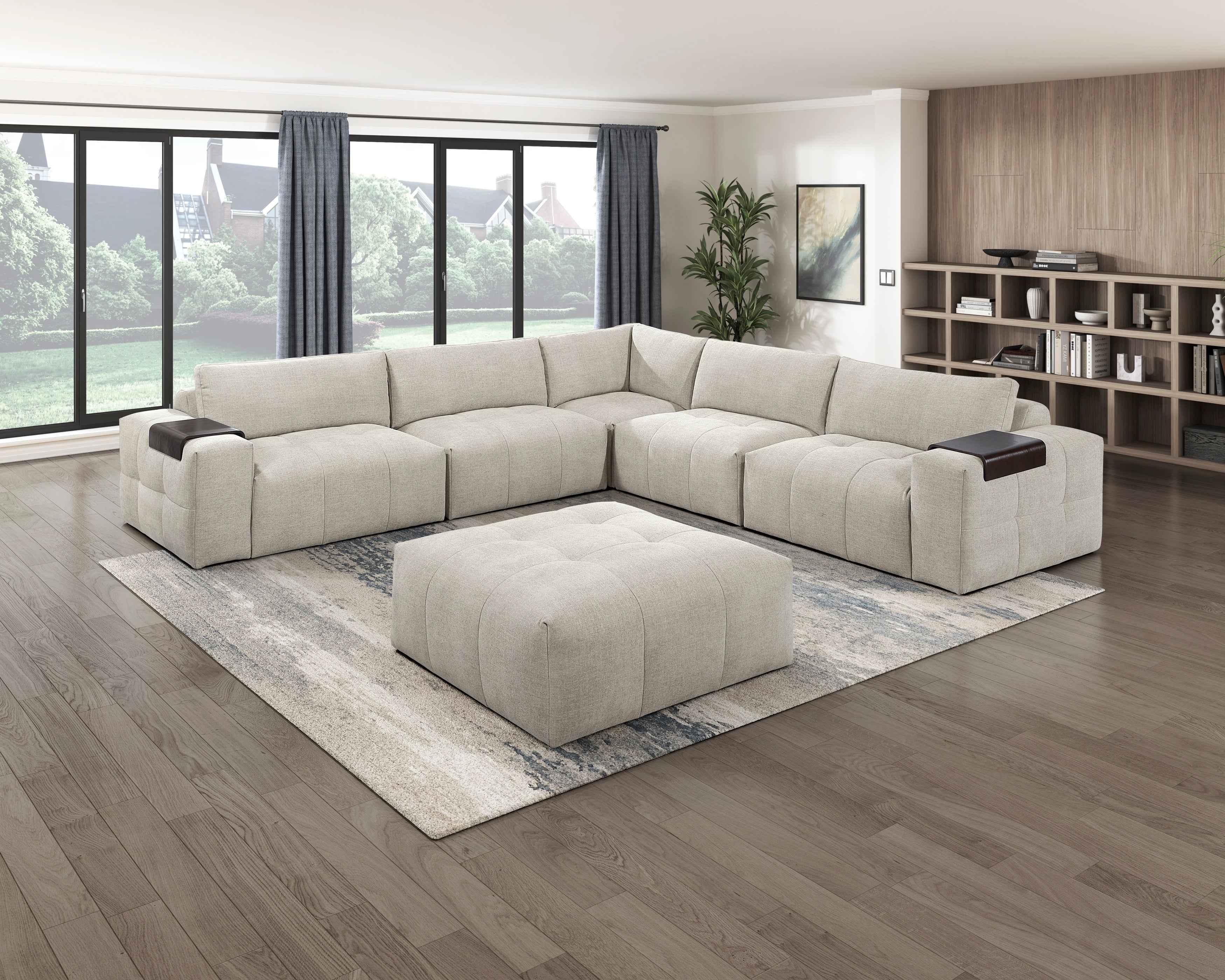 Tidal Taupe Ottoman with Caster - Image 3
