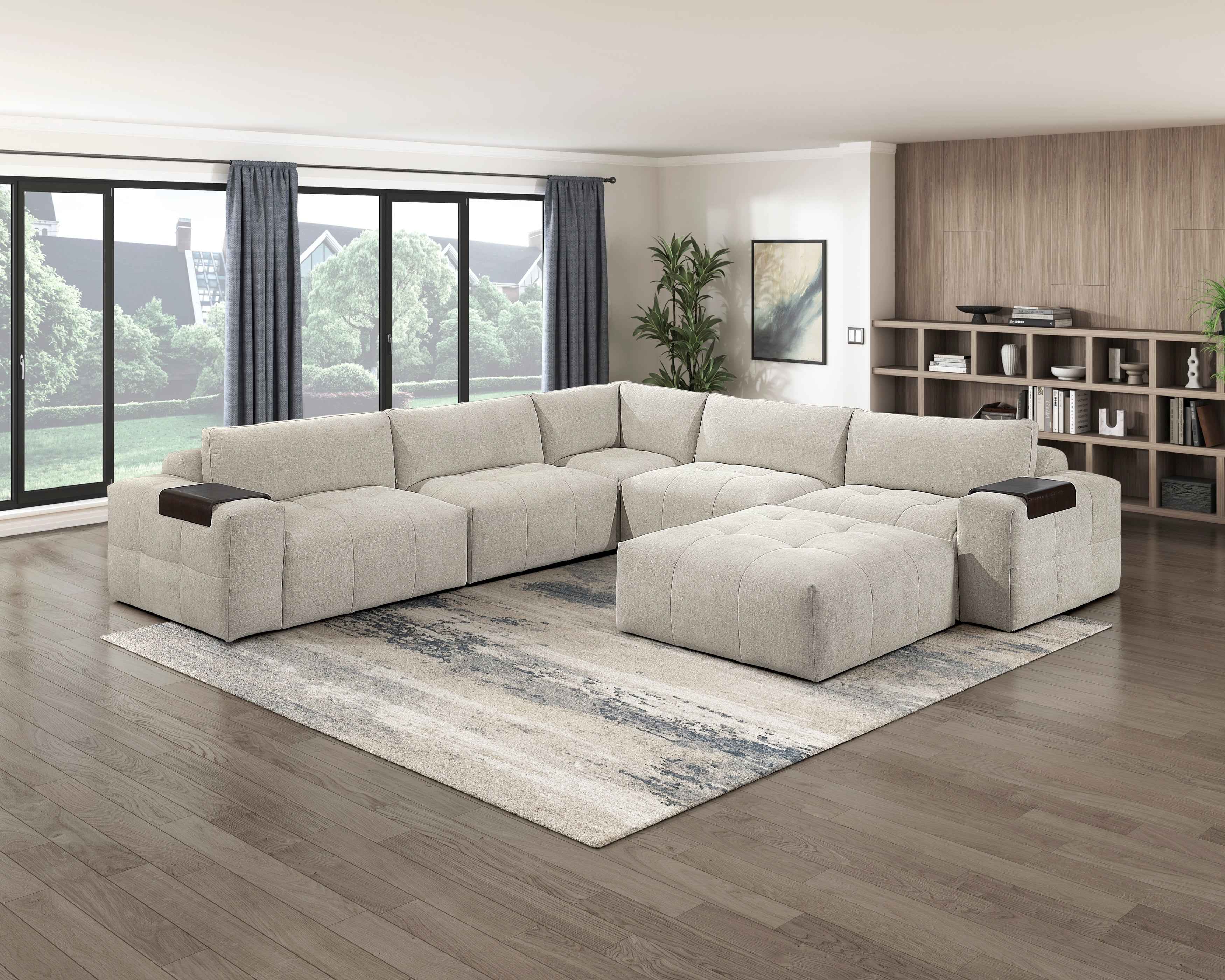 Tidal Taupe Ottoman with Caster - Image 4