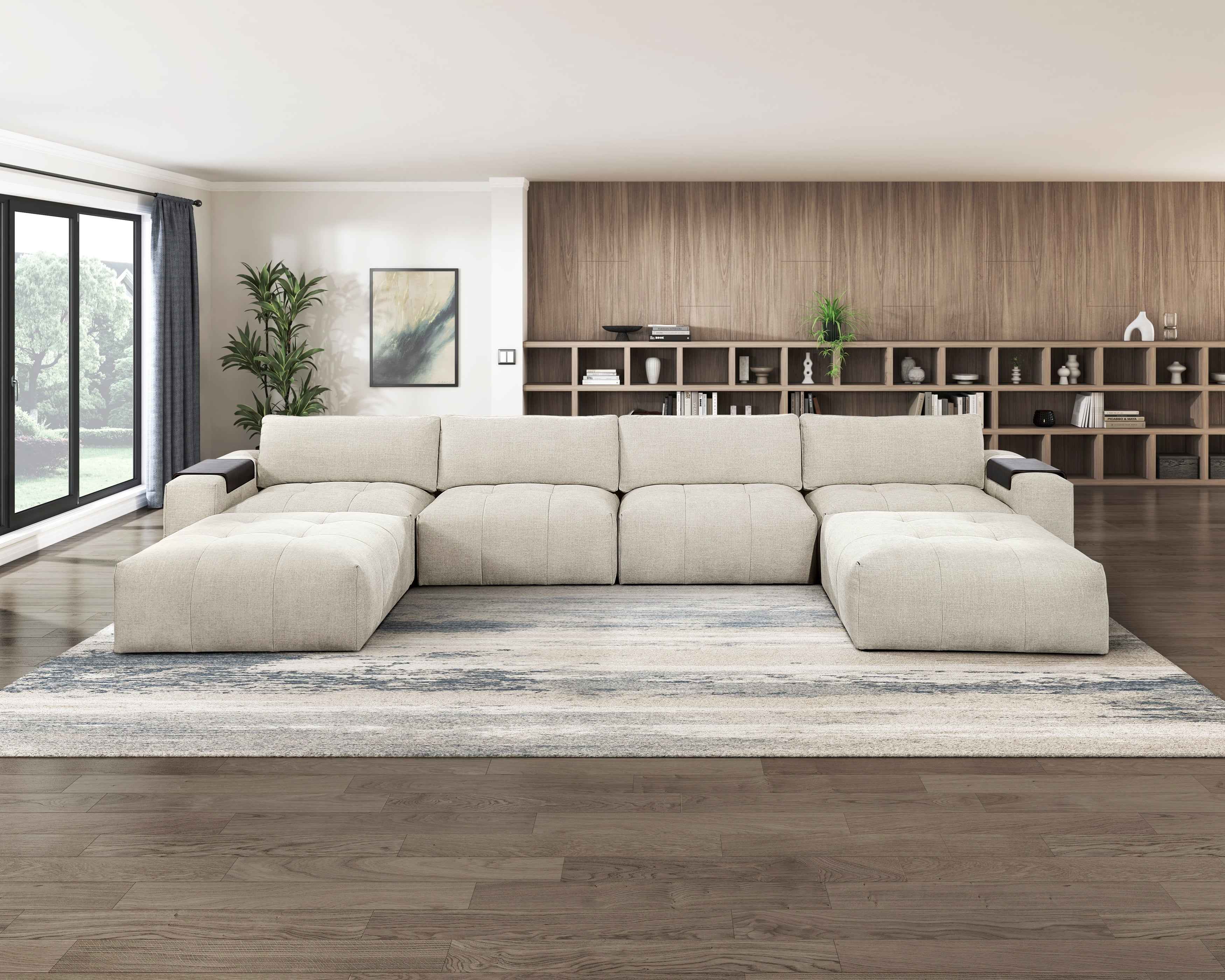 Tidal Taupe Ottoman with Caster - Image 5