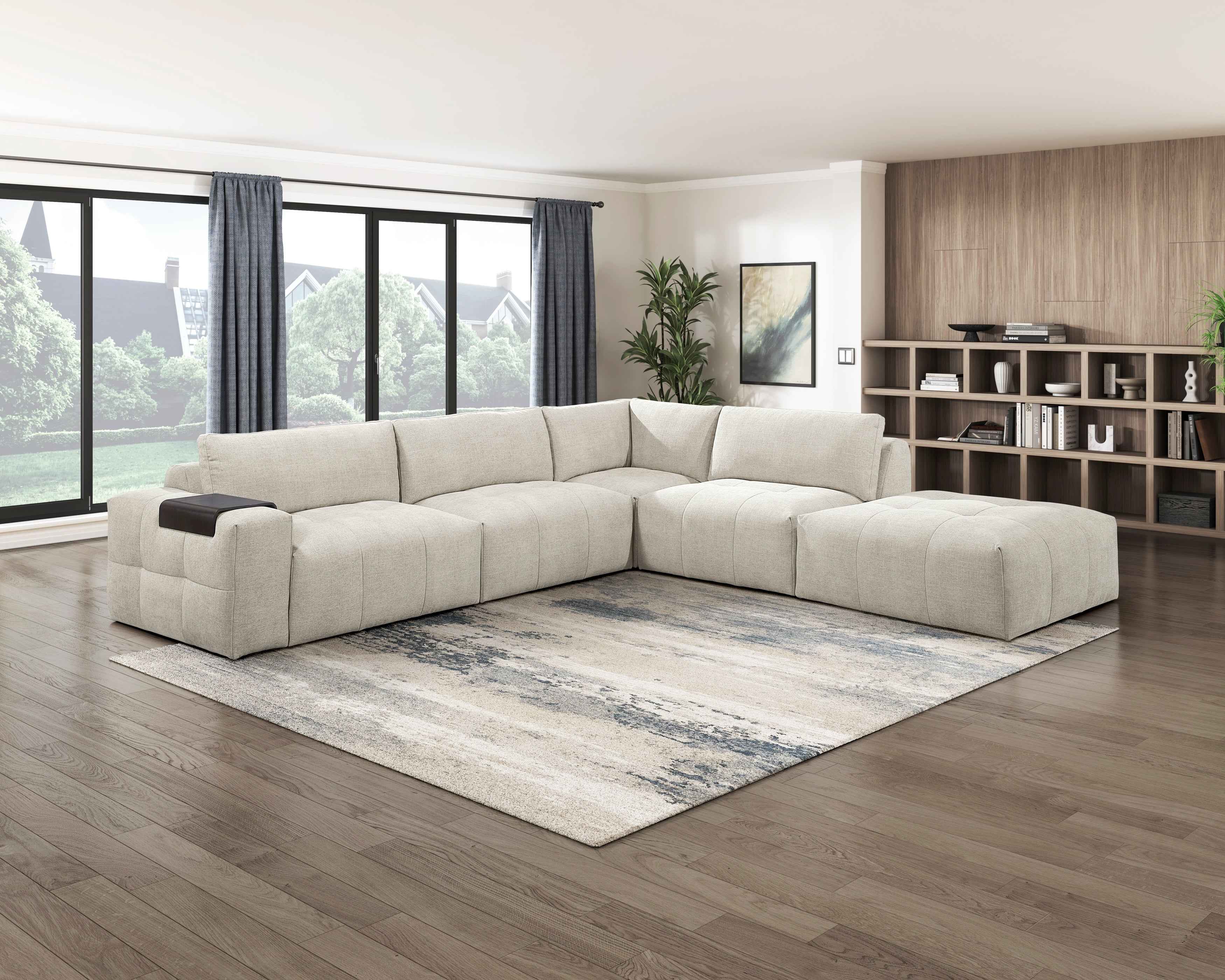 Tidal Taupe Ottoman with Caster - Image 7