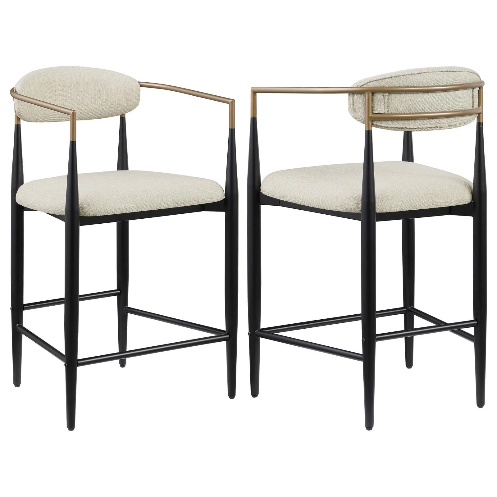 Tina Beige Metal Counter Height Upholstered Bar Stool, Set of 2 - Image 14