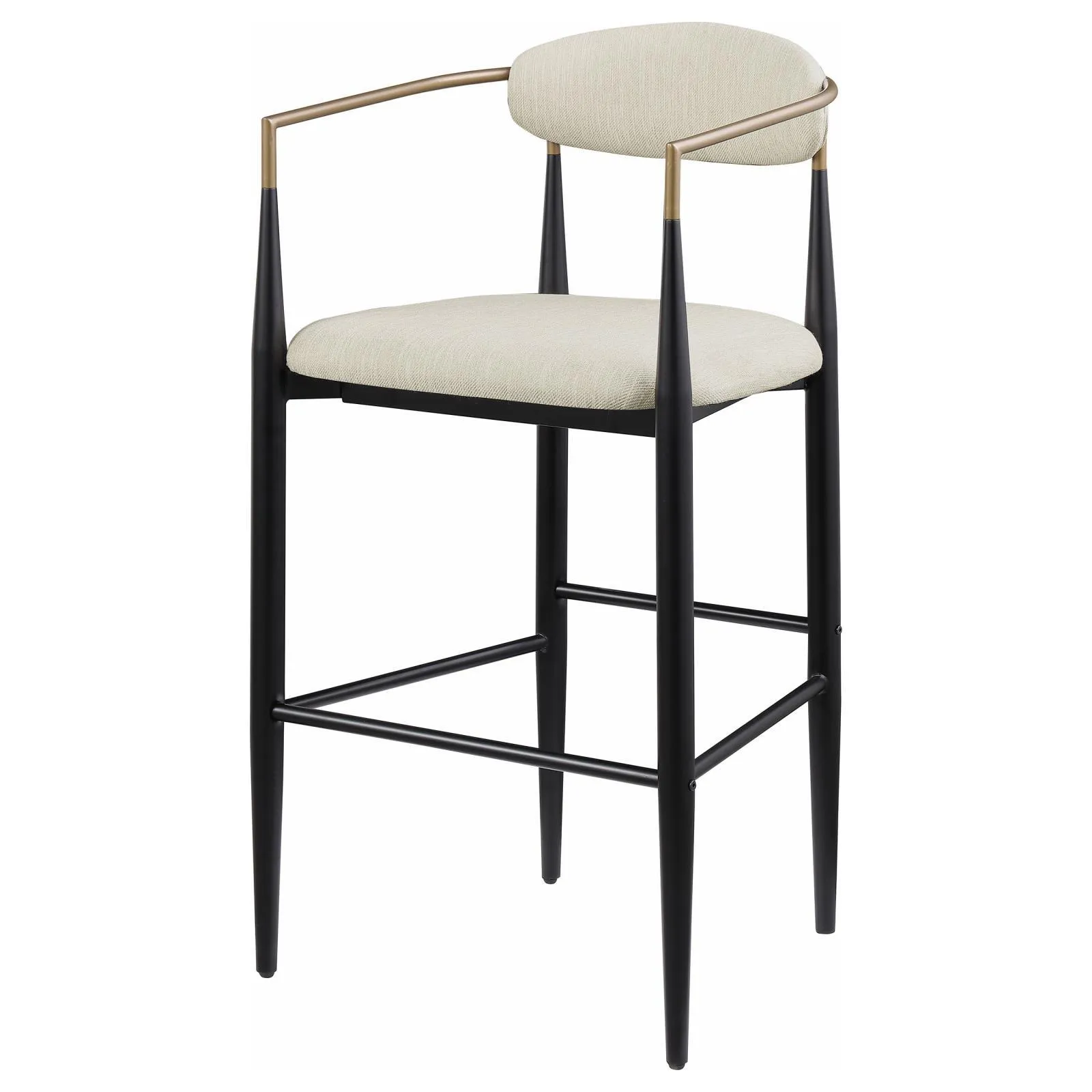 Tina Beige Metal Pub Height Upholstered Bar Stool, Set of 2 - Image 5