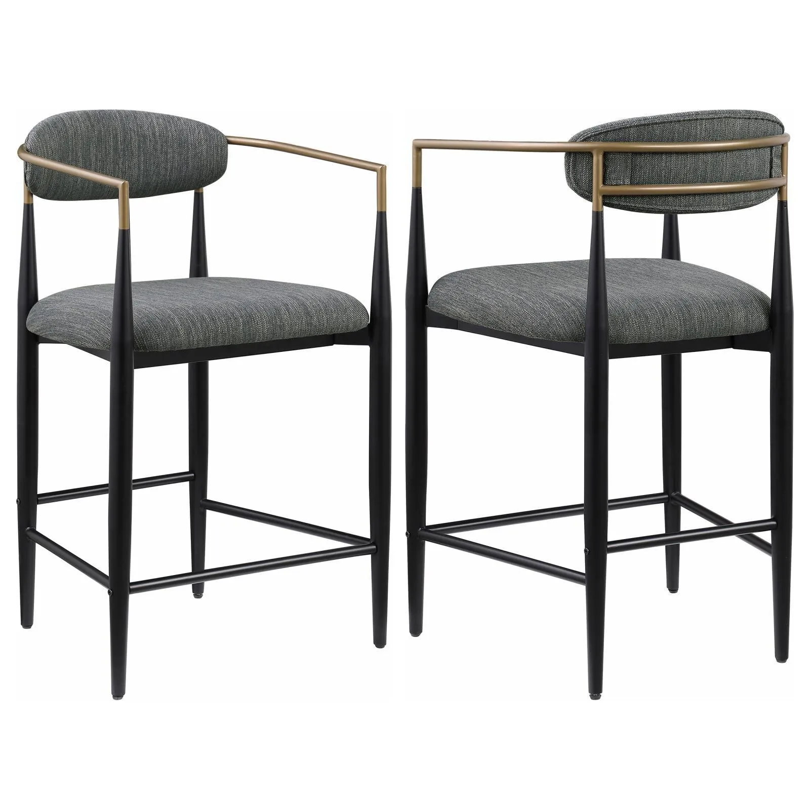 Tina Dark Gray Metal Counter Height Upholstered Bar Stool, Set of 2 - Image 14