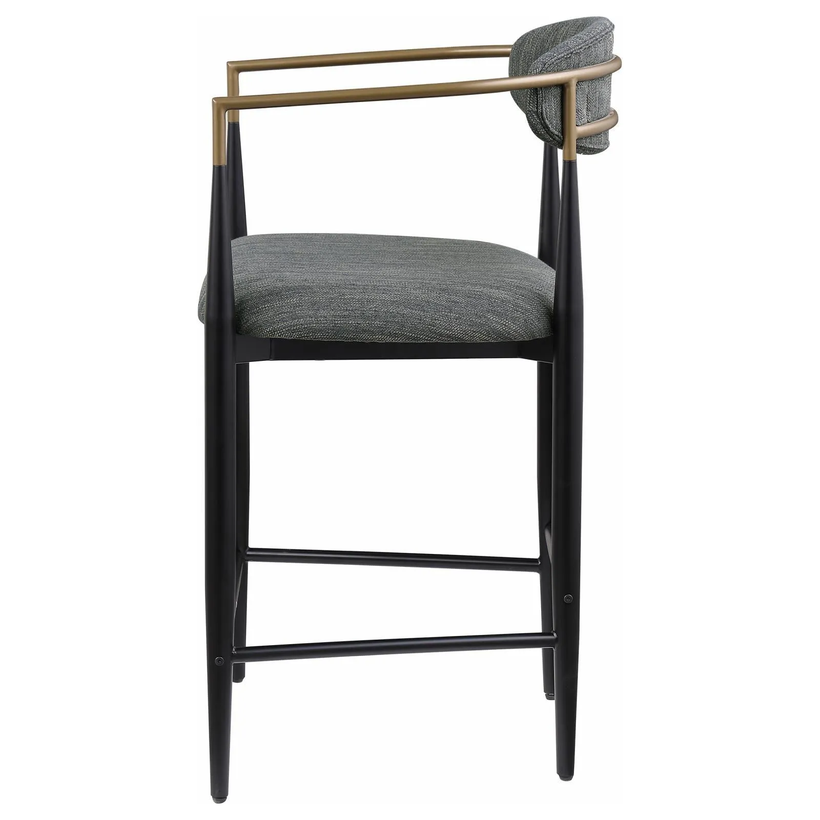 Tina Dark Gray Metal Counter Height Upholstered Bar Stool, Set of 2 - Image 6