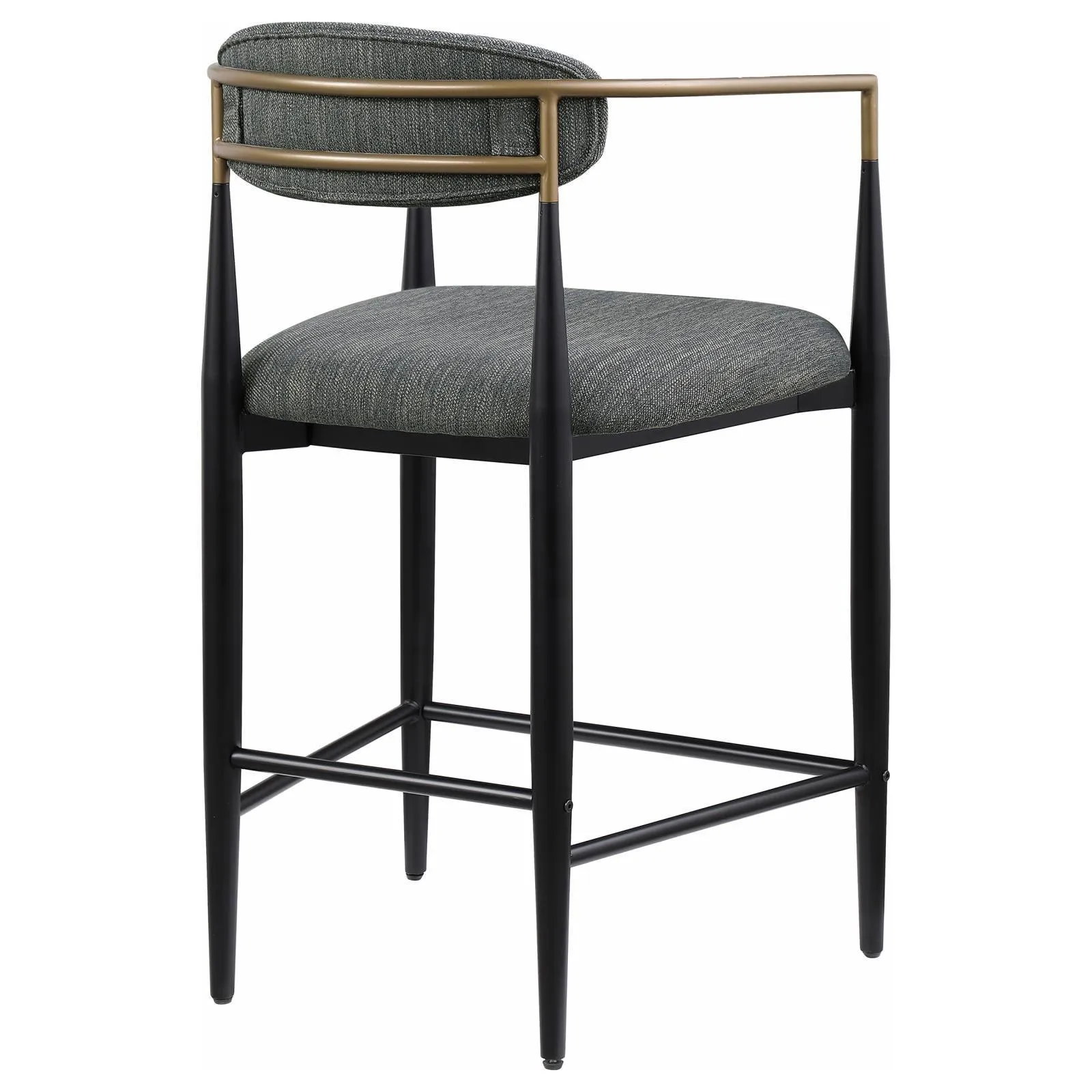 Tina Dark Gray Metal Counter Height Upholstered Bar Stool, Set of 2 - Image 8