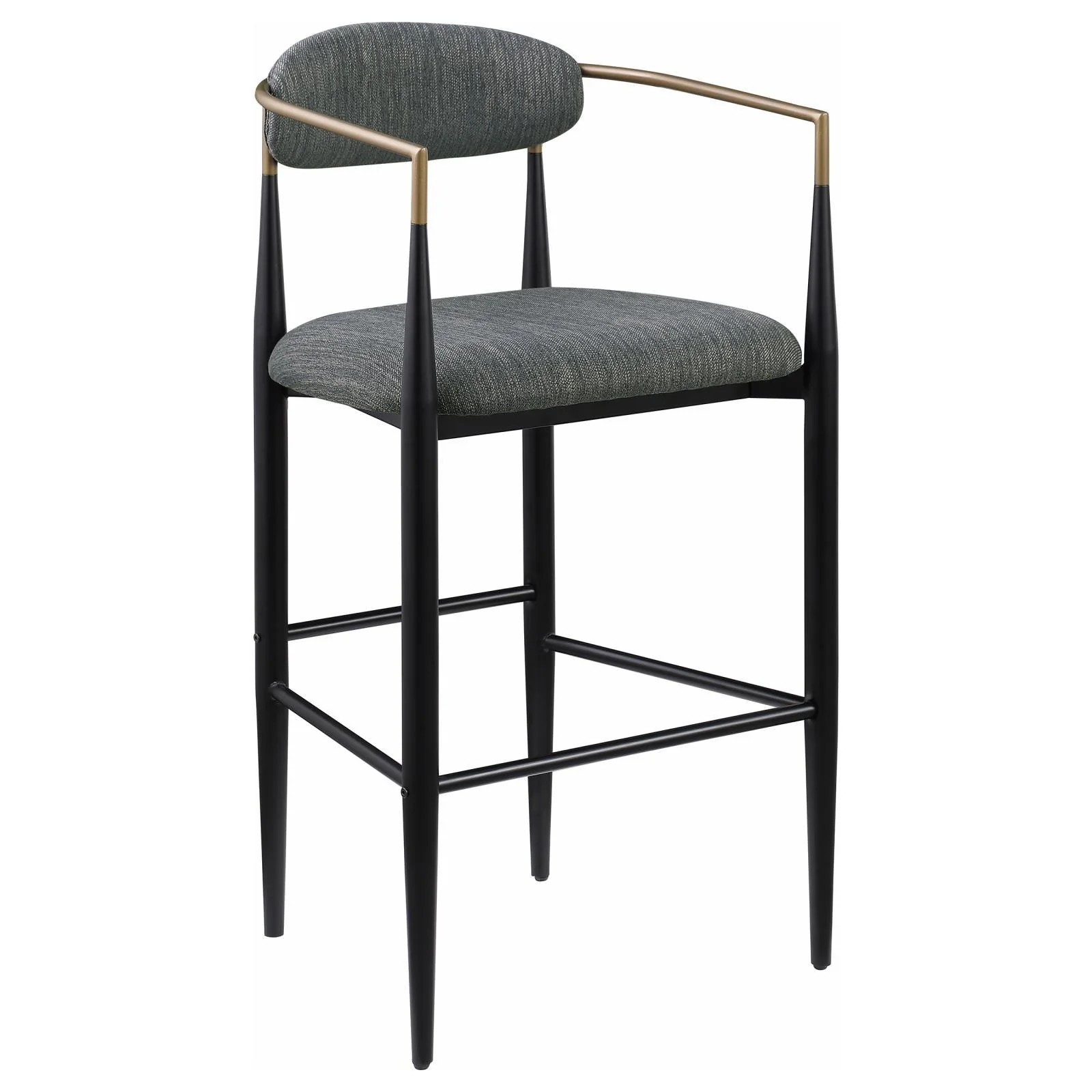 Tina Dark Gray Metal Pub Height Upholstered Bar Stool, Set of 2 - Image 3