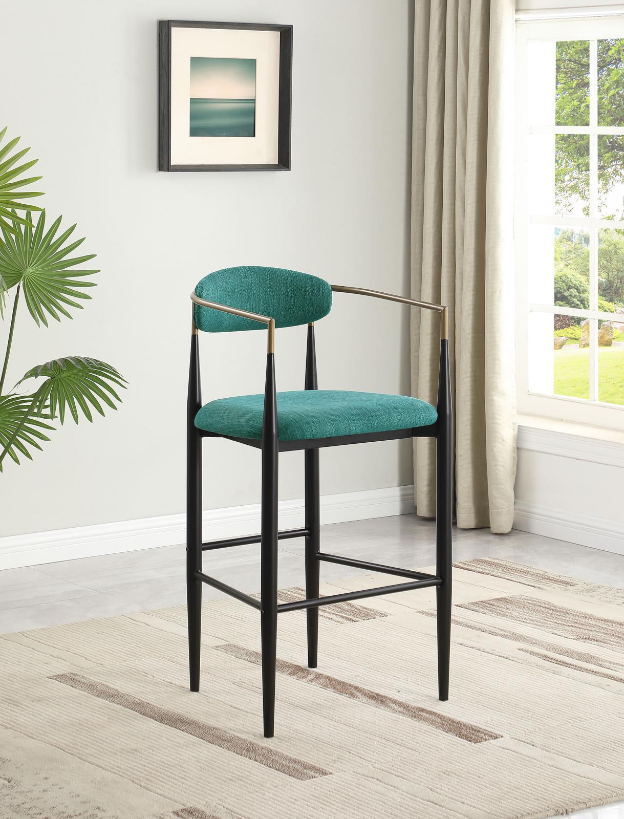 Tina Green Metal Pub Height Upholstered Bar Stool, Set of 2 - Image 2