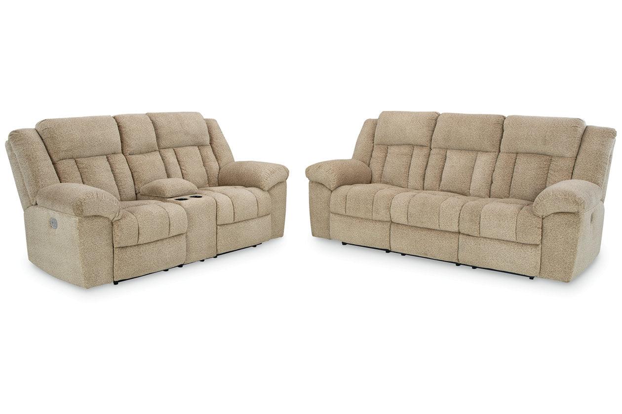 Tip-Off Wheat Dual Power Reclining Sofa and Loveseat - Image 2