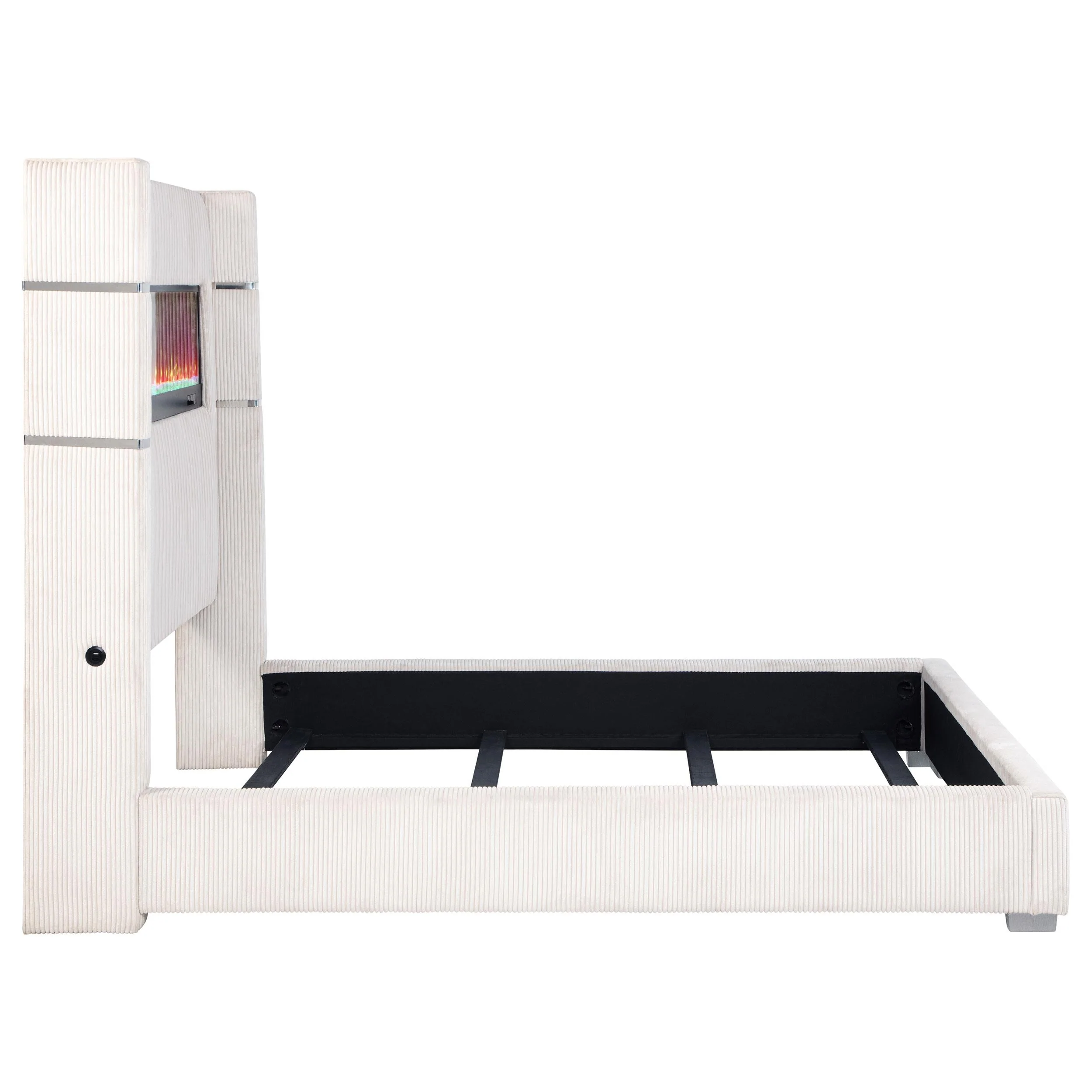 Tisdall 67-inch Upholstered Cal King Fireplace Bed Cream - Image 6