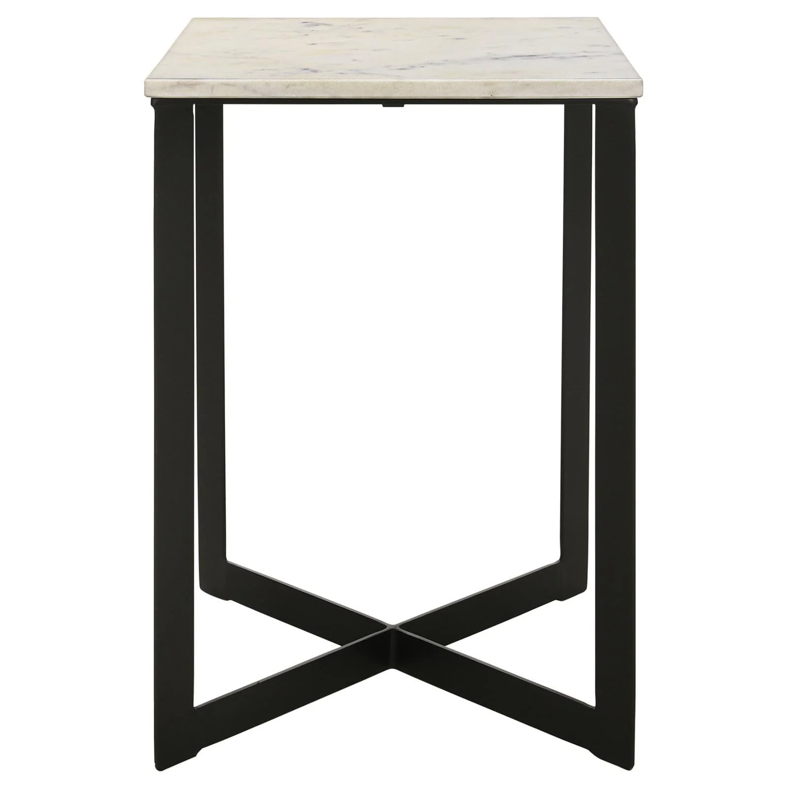Tobin White and Black Square Marble Top End Table - Image 2