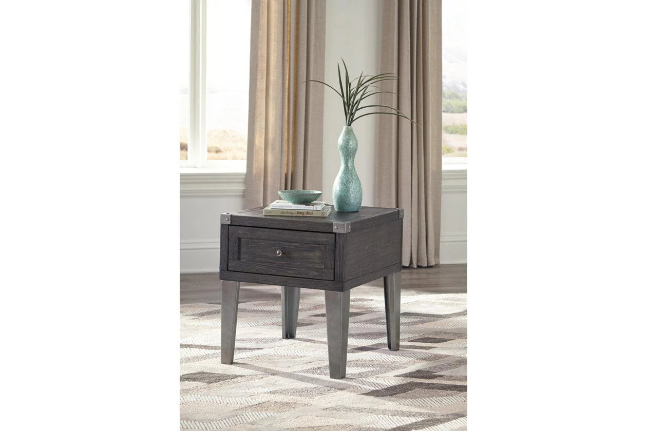 Todoe Dark Gray End Table with USB Ports & Outlets - Image 2