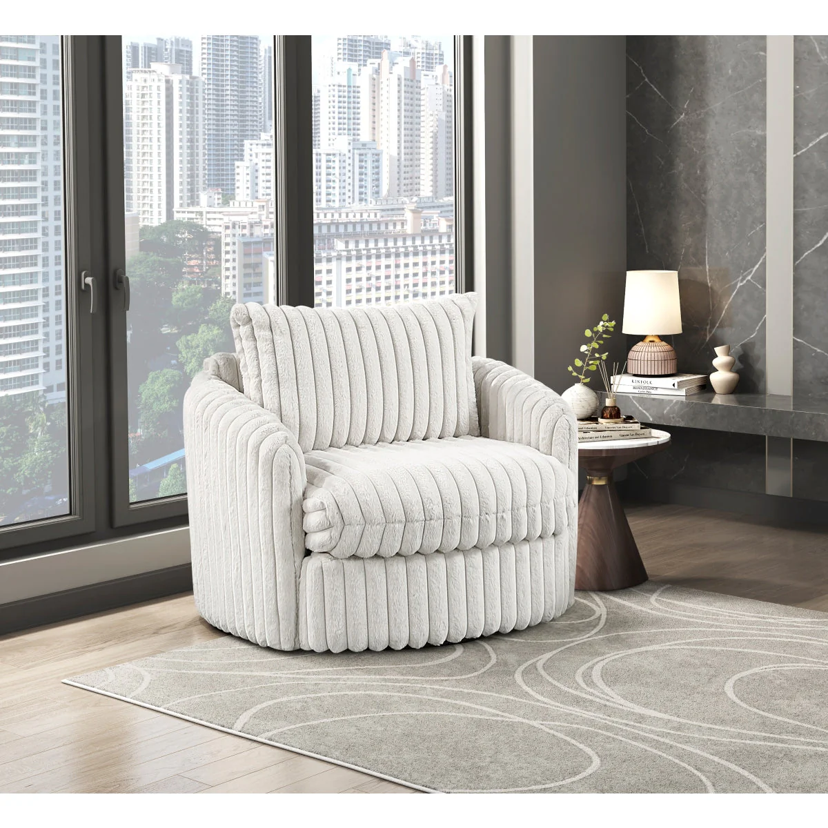 Tomball Beige Swivel Chair - Image 12