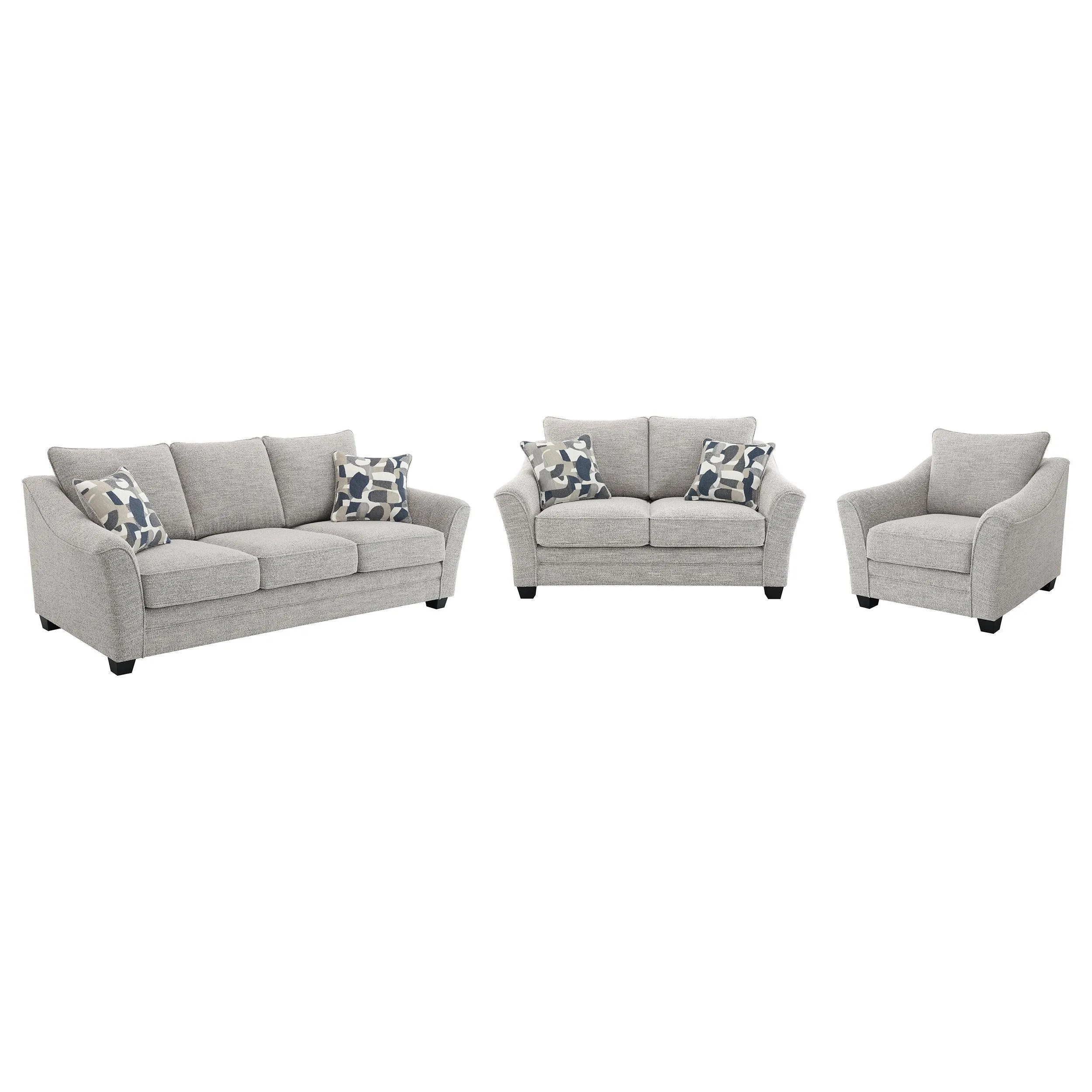 Tomkins Light Gray 3-piece Boucle Upholstered Sofa Set - Image 2