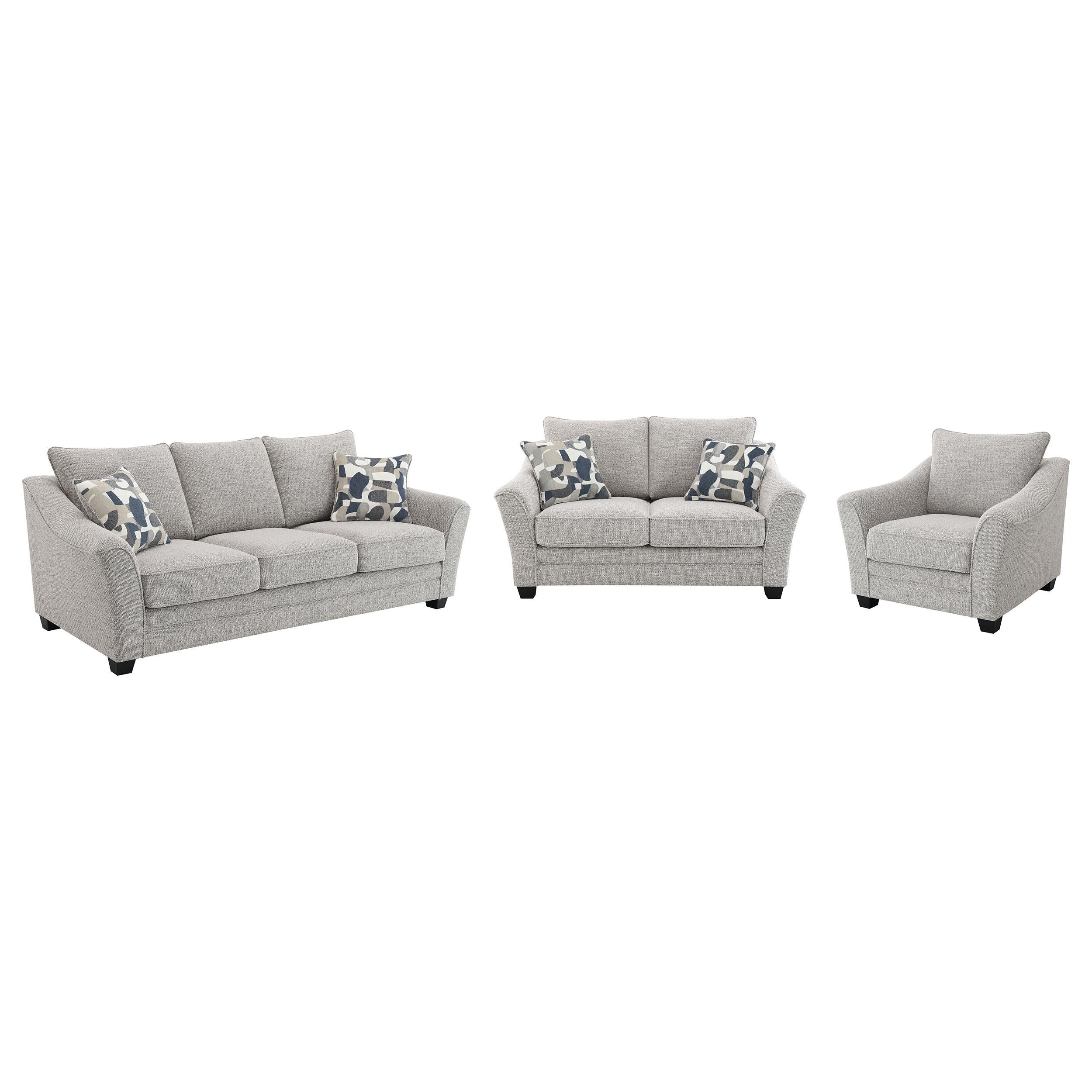 Tomkins Light Gray Boucle Upholstered Living Room Set
