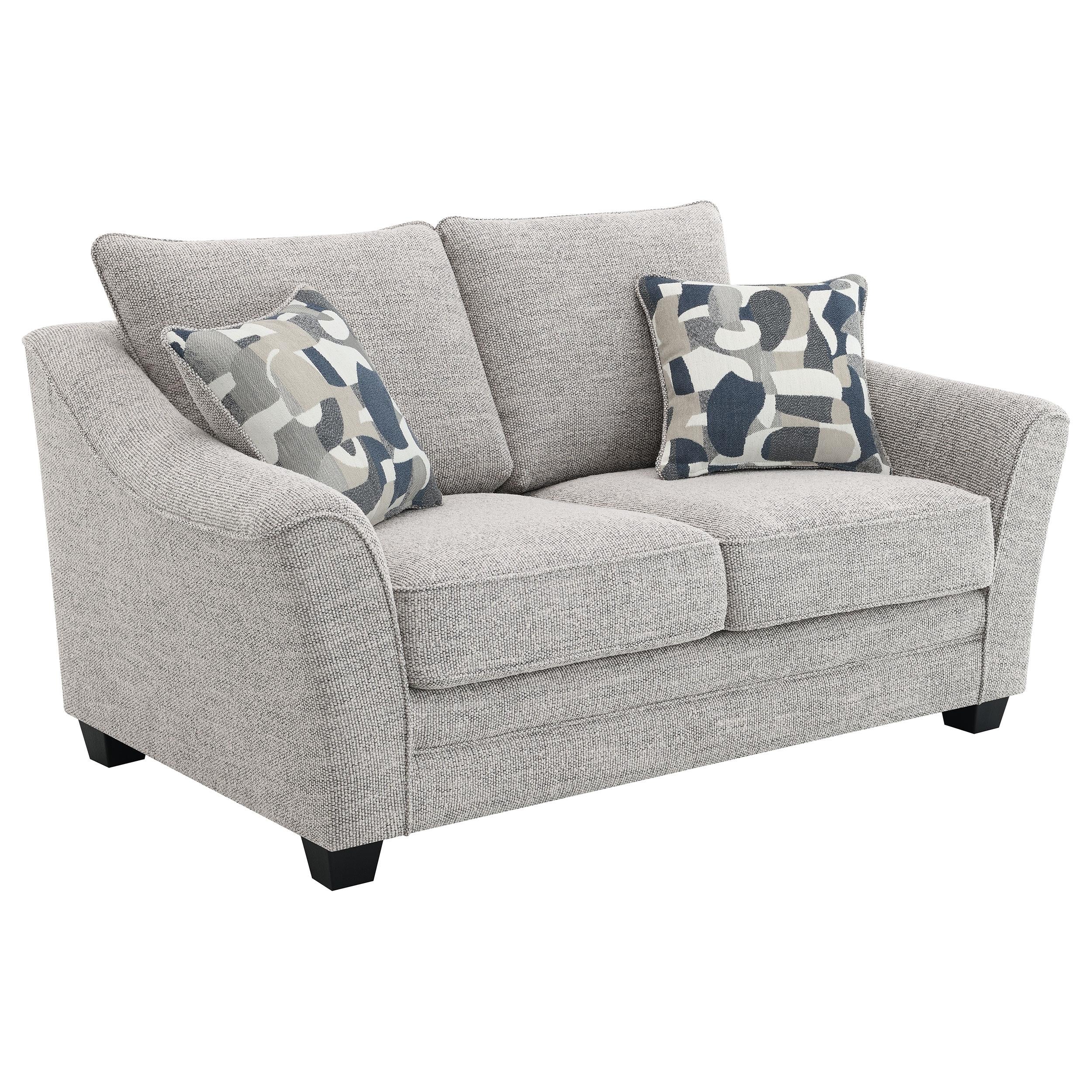 Tomkins Light Gray Boucle Upholstered Living Room Set - Image 6
