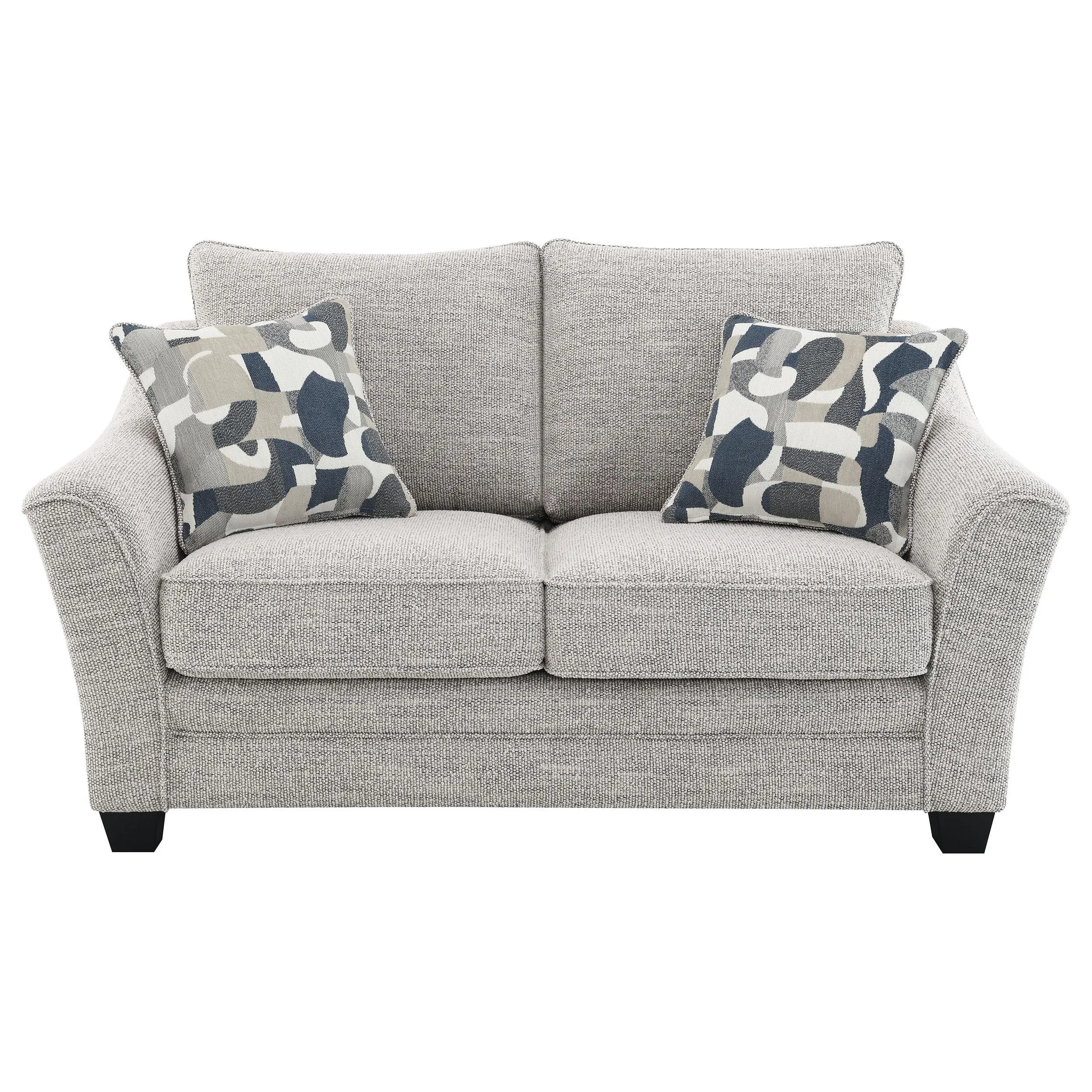 Tomkins Light Gray Boucle Upholstered Loveseat - Image 2