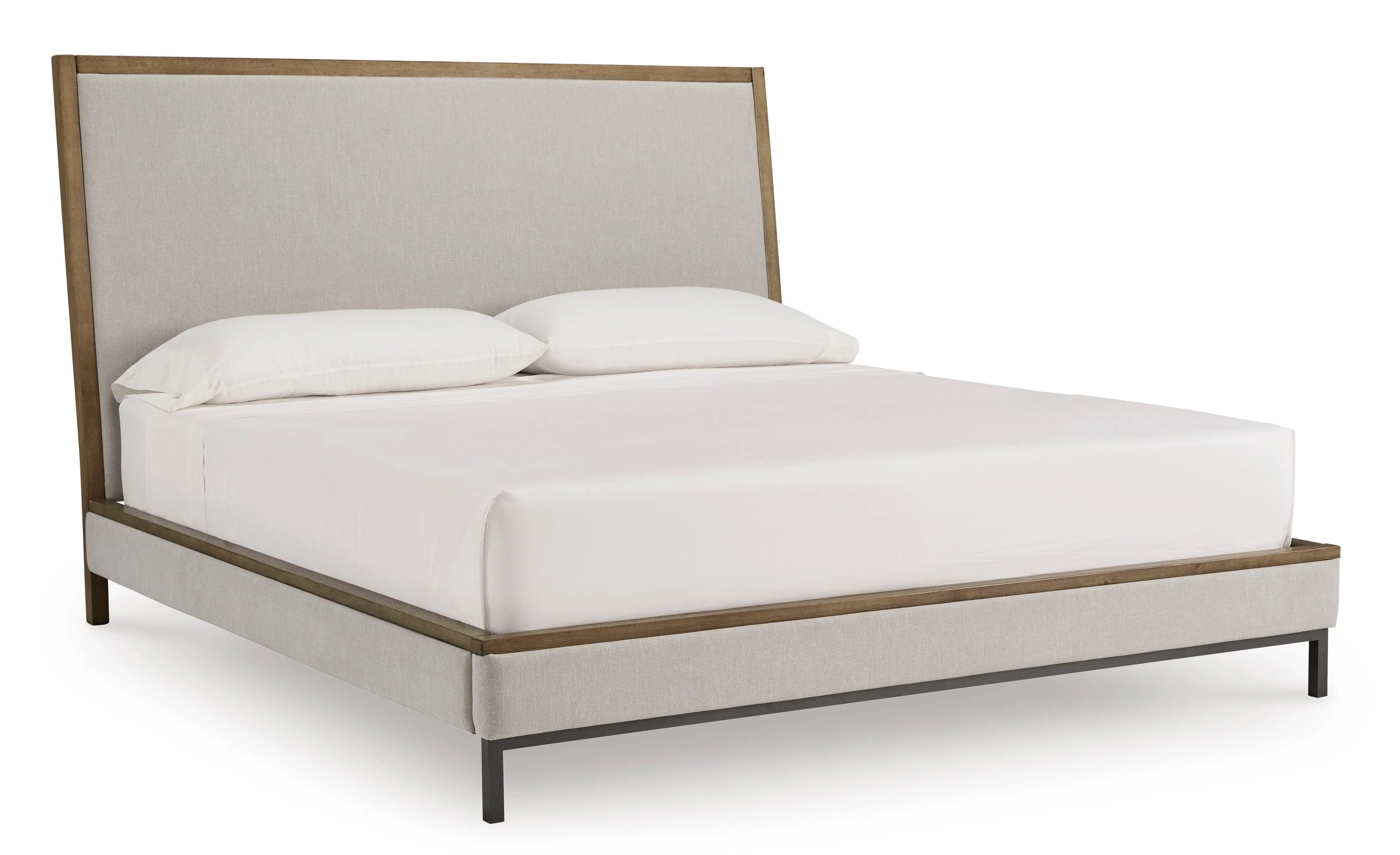 Tomtyn Light Brown Queen Upholstered Platform Bed