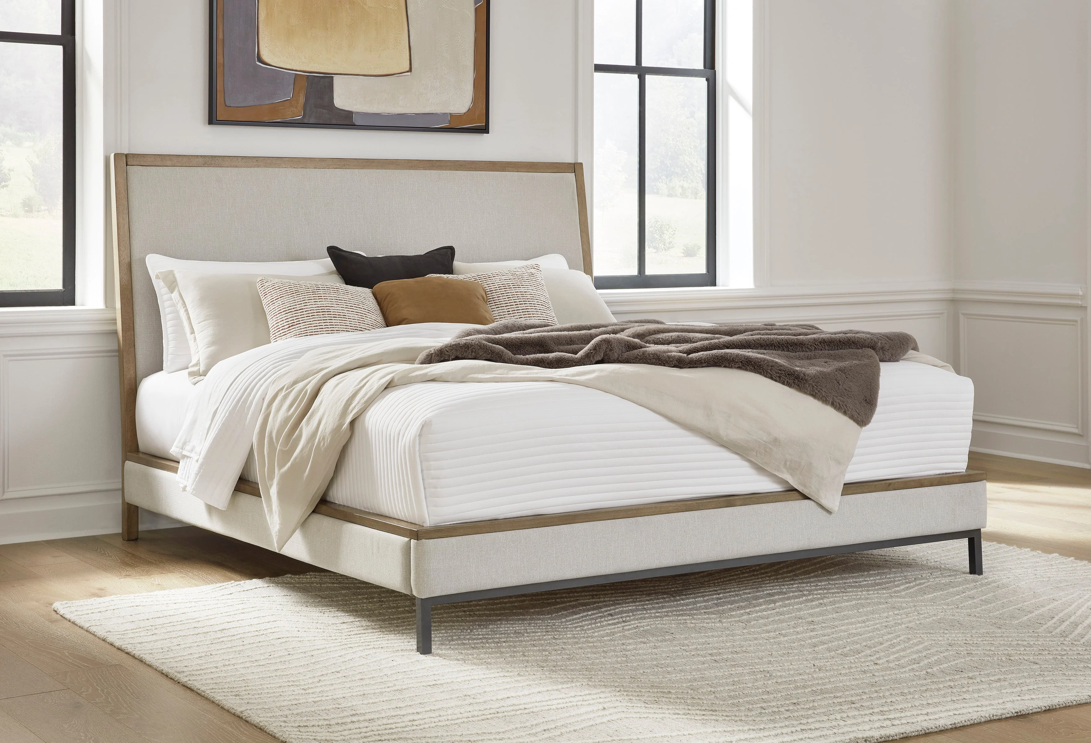 Tomtyn Light Brown Queen Upholstered Platform Bed - Image 5