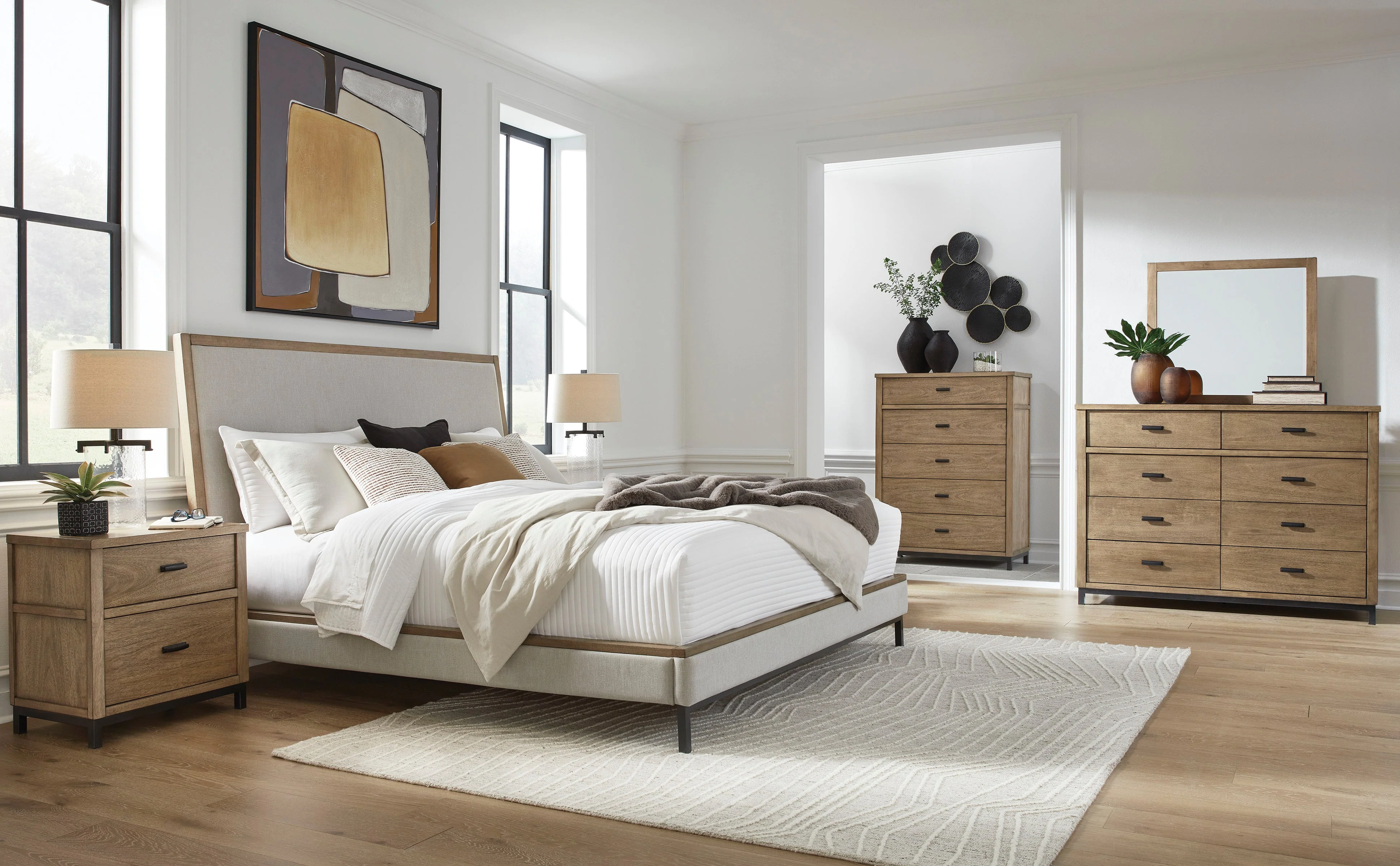 Tomtyn Light Brown Queen Upholstered Platform Bed - Image 8