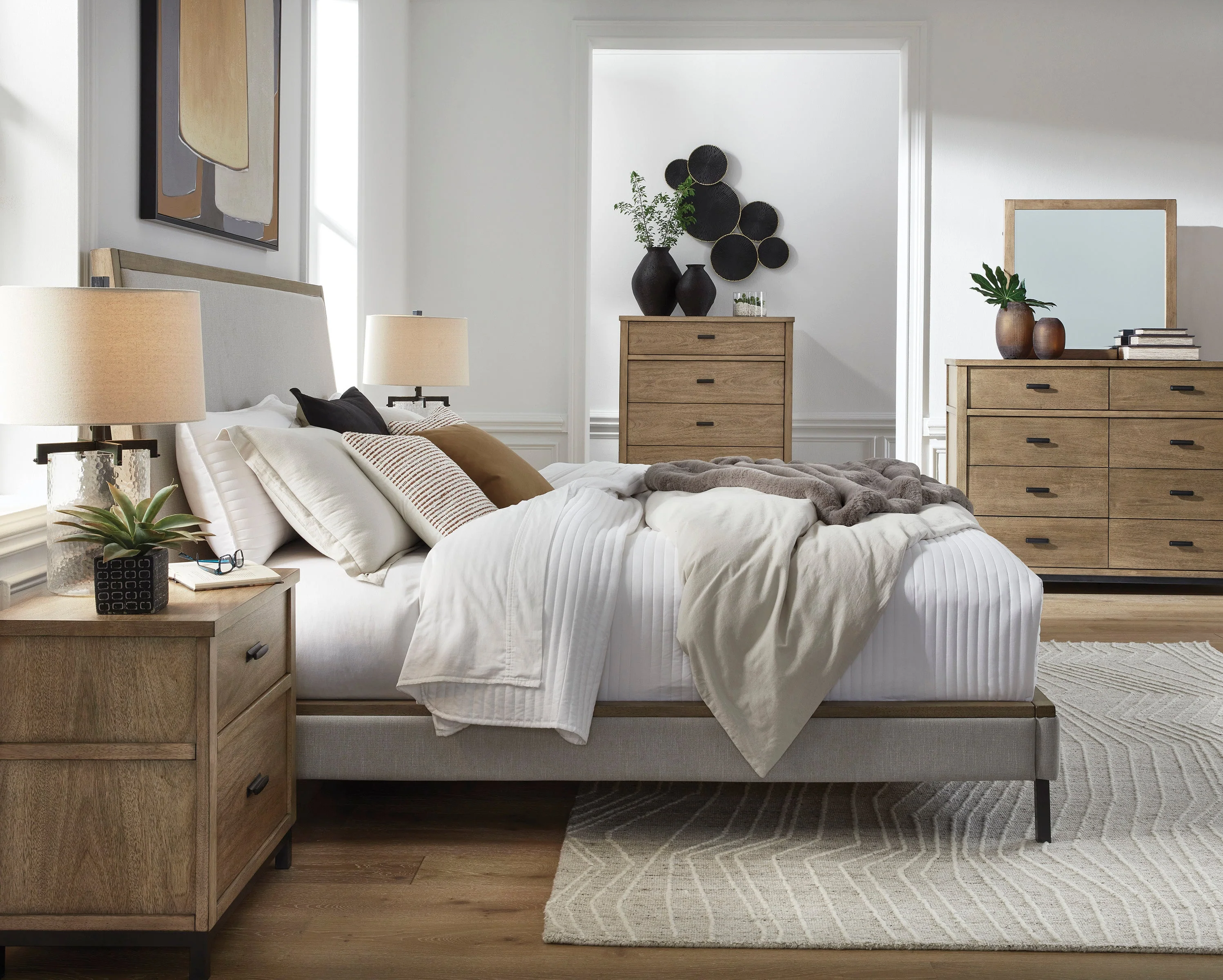 Tomtyn Light Brown Upholstered Platform Bedroom Set - Image 26