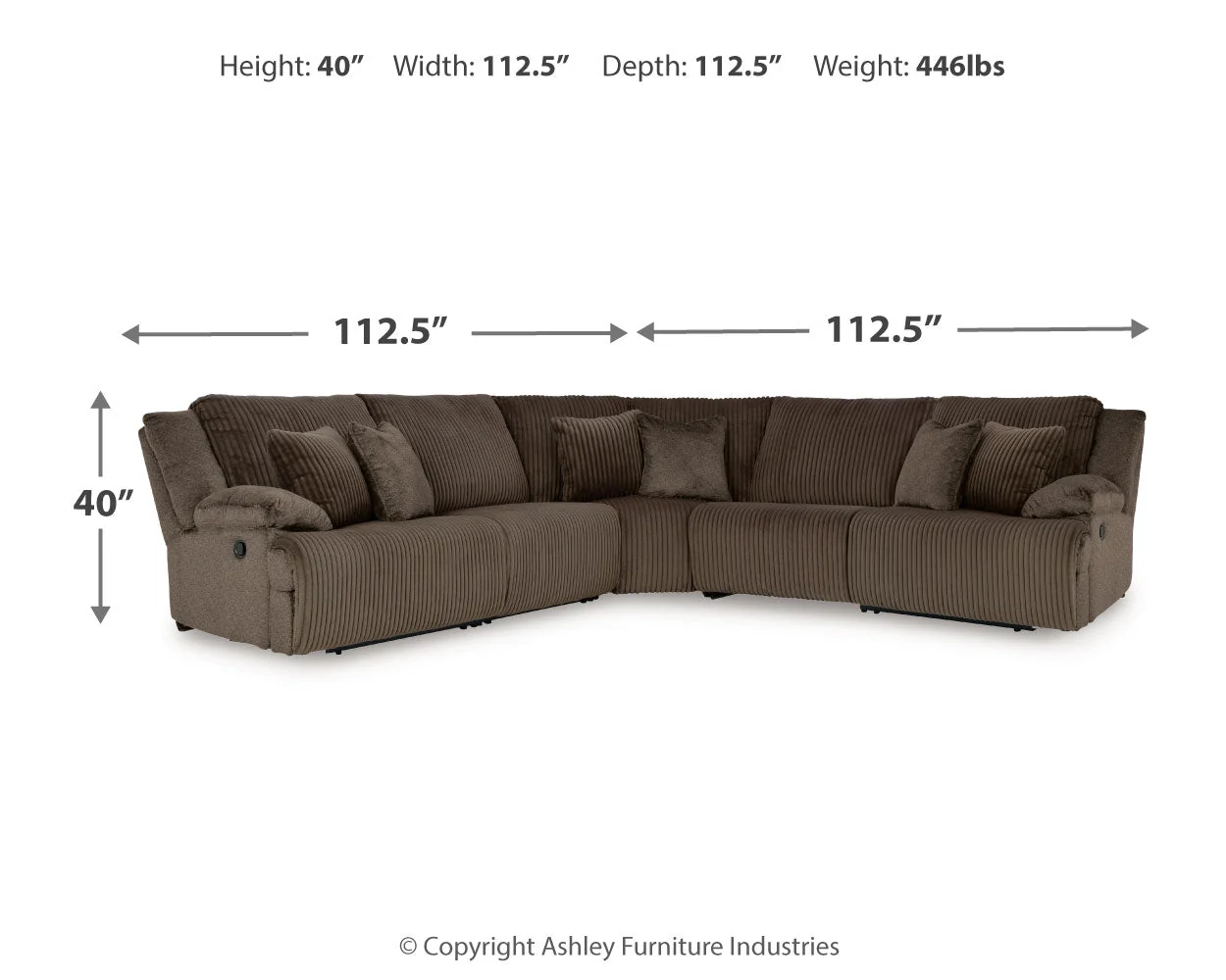 Top Tier 5-Piece Sectional with Recliner in Chocolate - Image 15