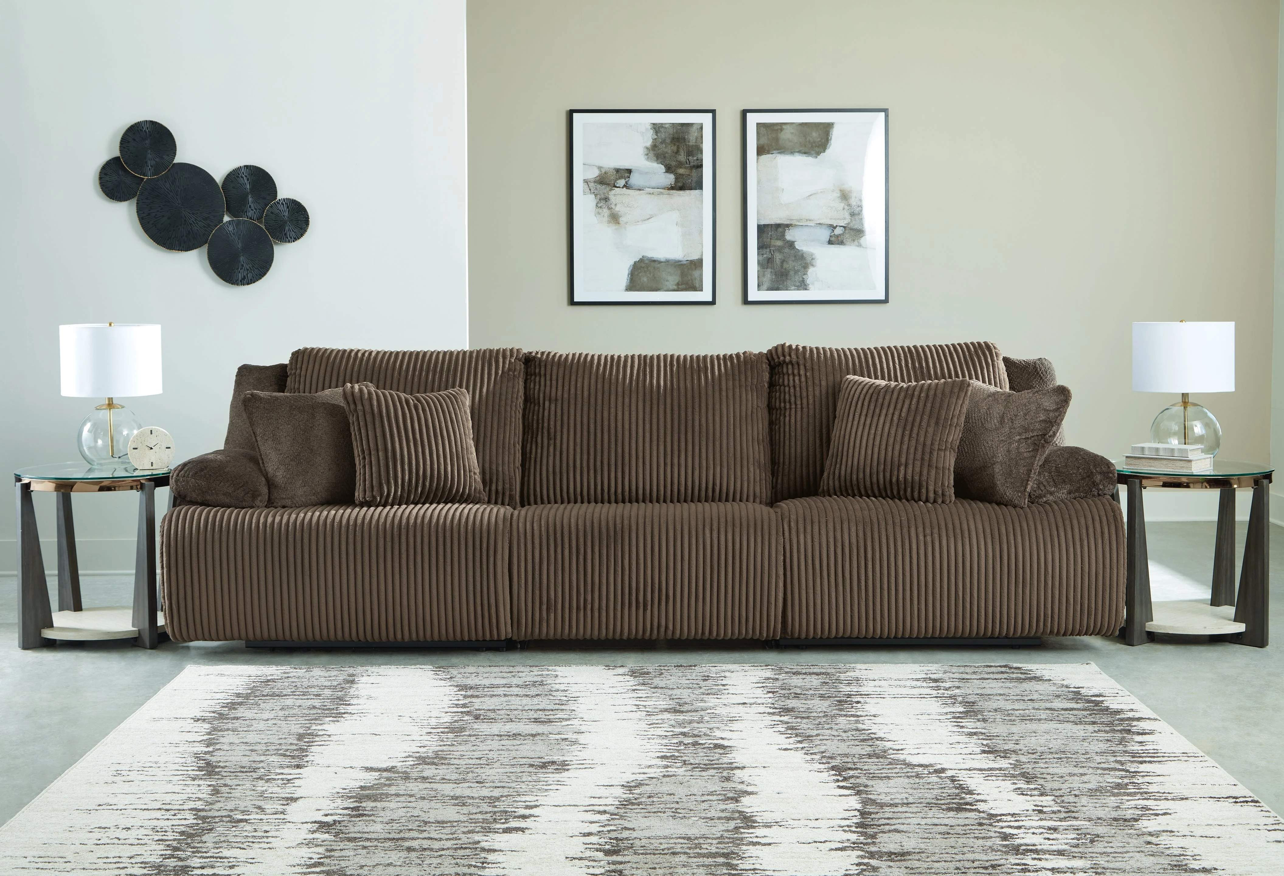 Top Tier Chocolate 3-Piece Manual Reclining Modular Sofa - Image 5