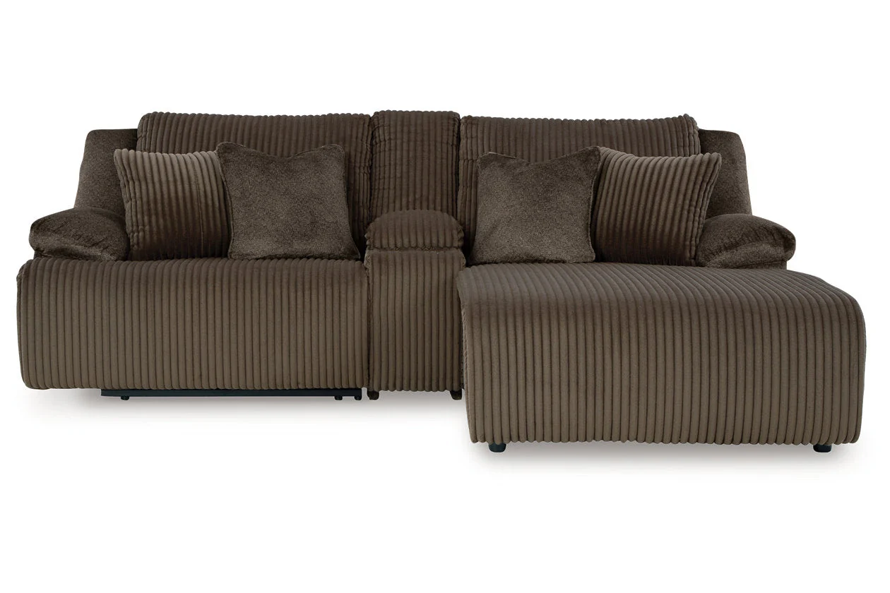 Top Tier Chocolate 3-Piece Reclining Modular Sectional with (RAF) Chaise and Console - Image 3