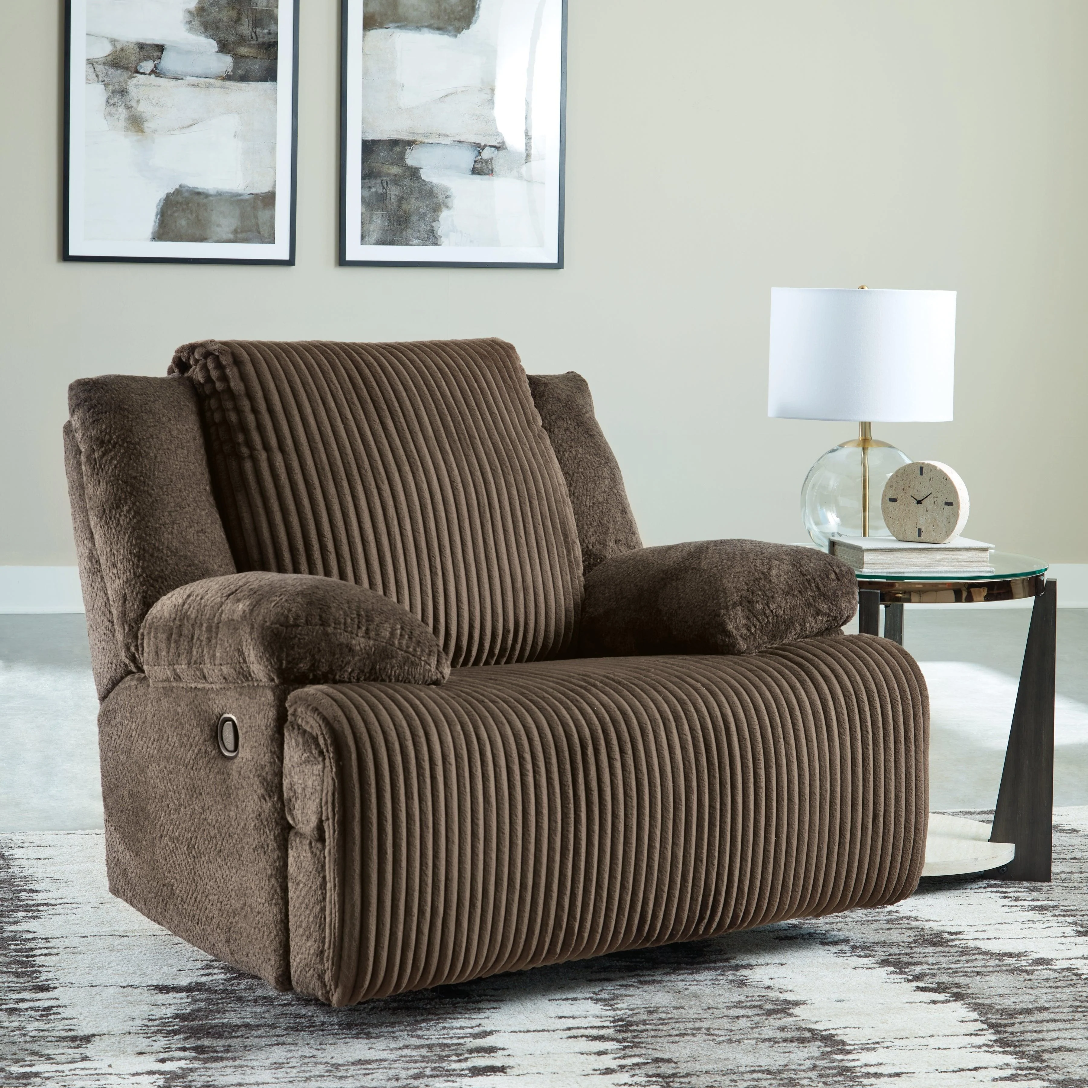 Top Tier Chocolate Oversized Manual Rocker Recliner - Image 9
