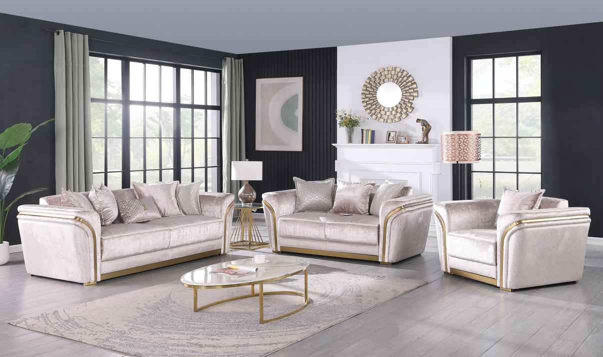 Torino Champagne Living Room Set