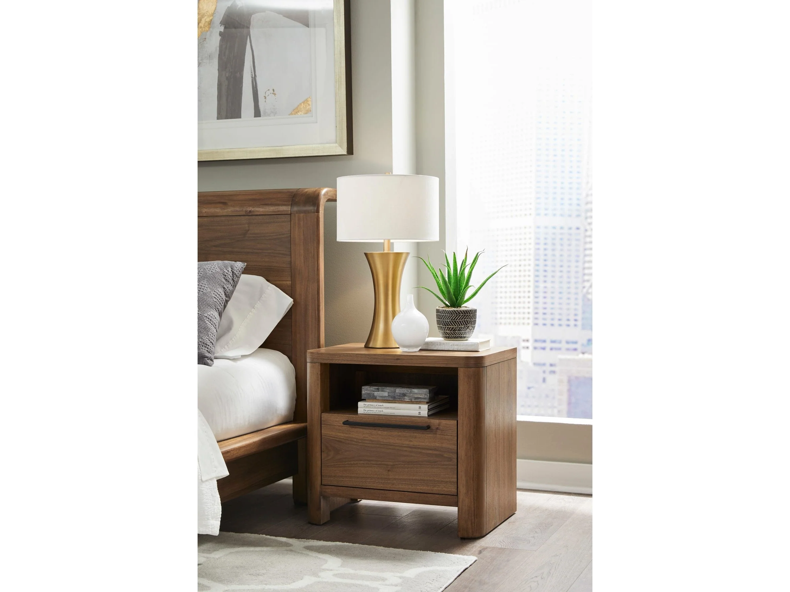 Totes English Walnut One Drawer Nightstand