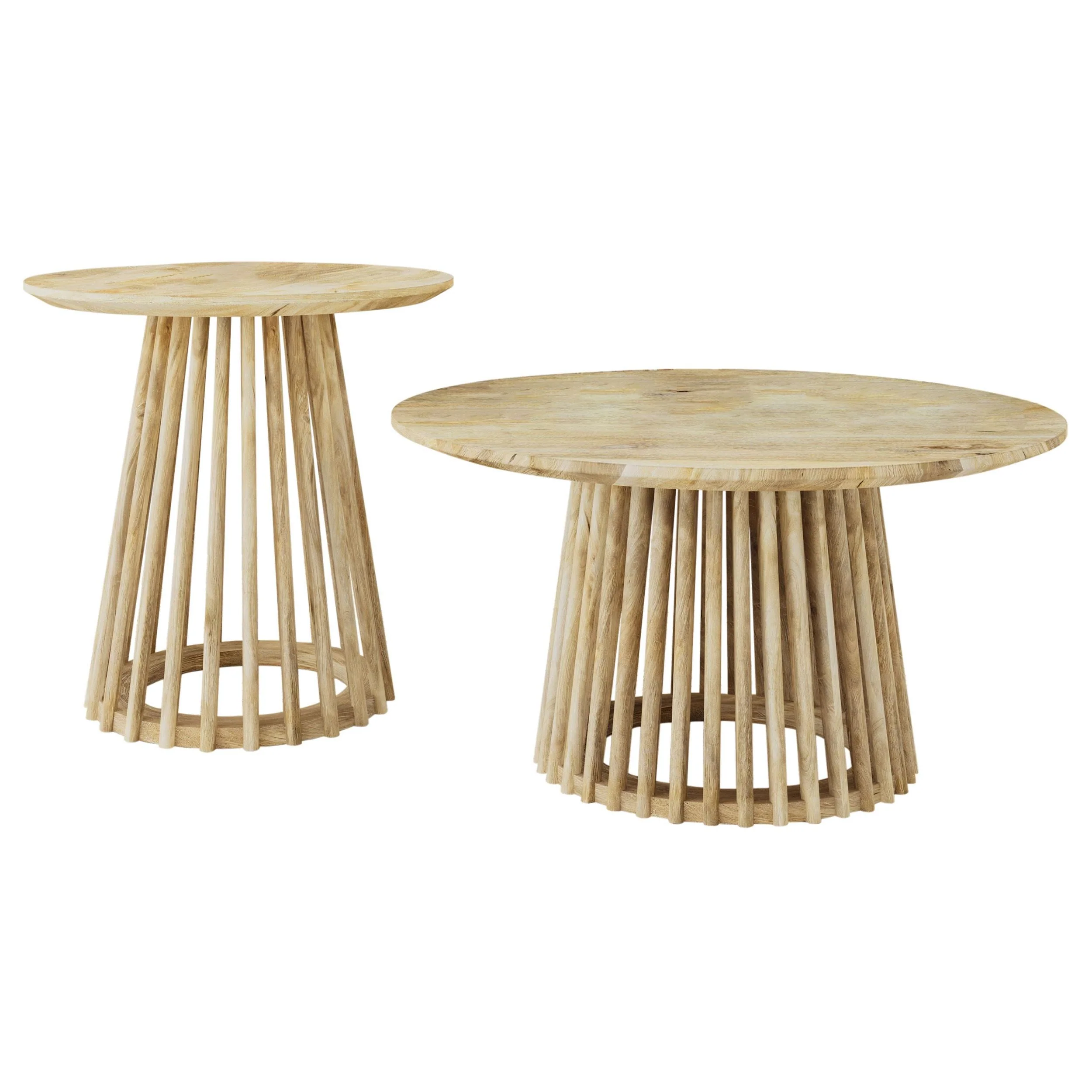 Touhy Natural Mango 2-Piece Round Coffee and End Table Set - Image 2