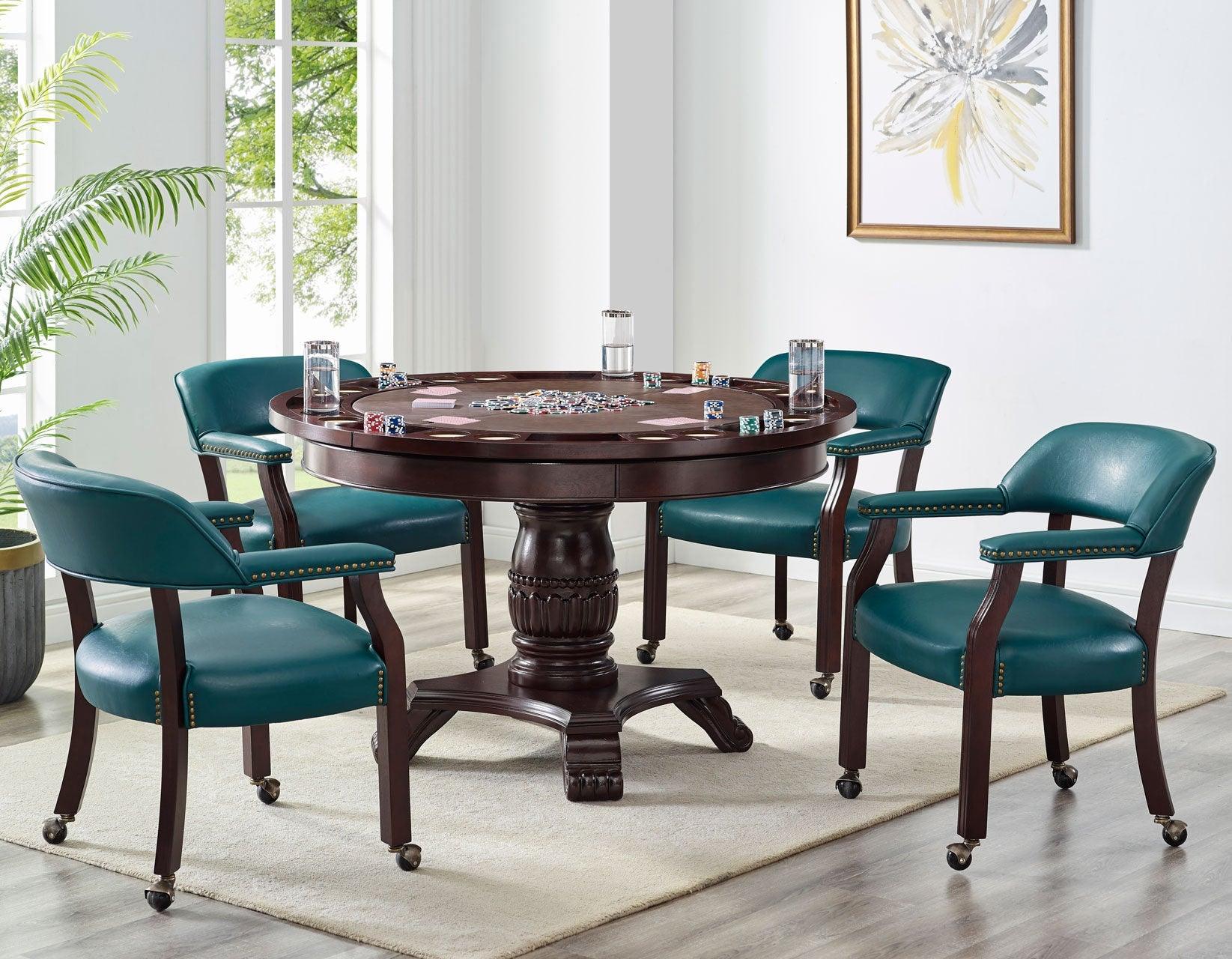 Tournament Game Table and Chairs,  6 Piece, Teal(Table & 4 Captains Chairs) - Image 9