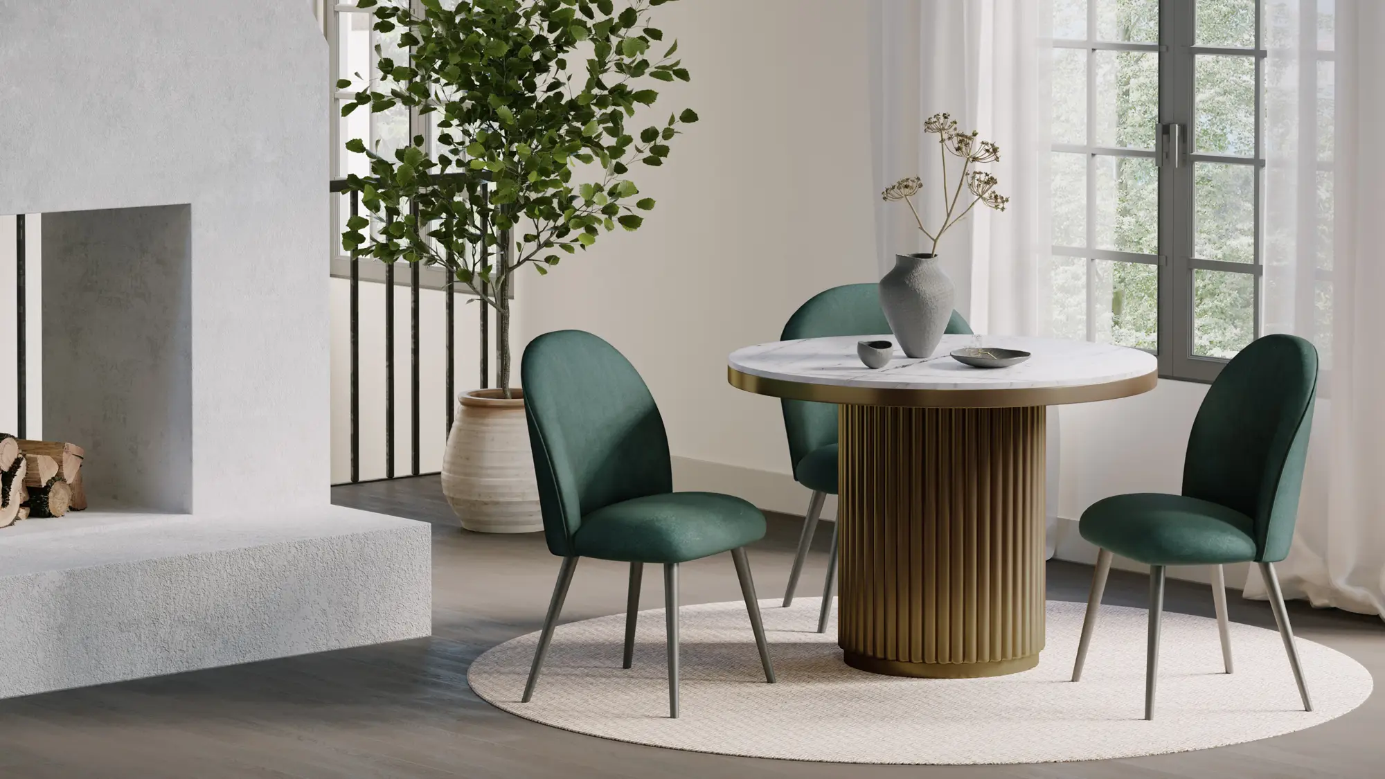 Tower Dining Table - White Marble - Image 2