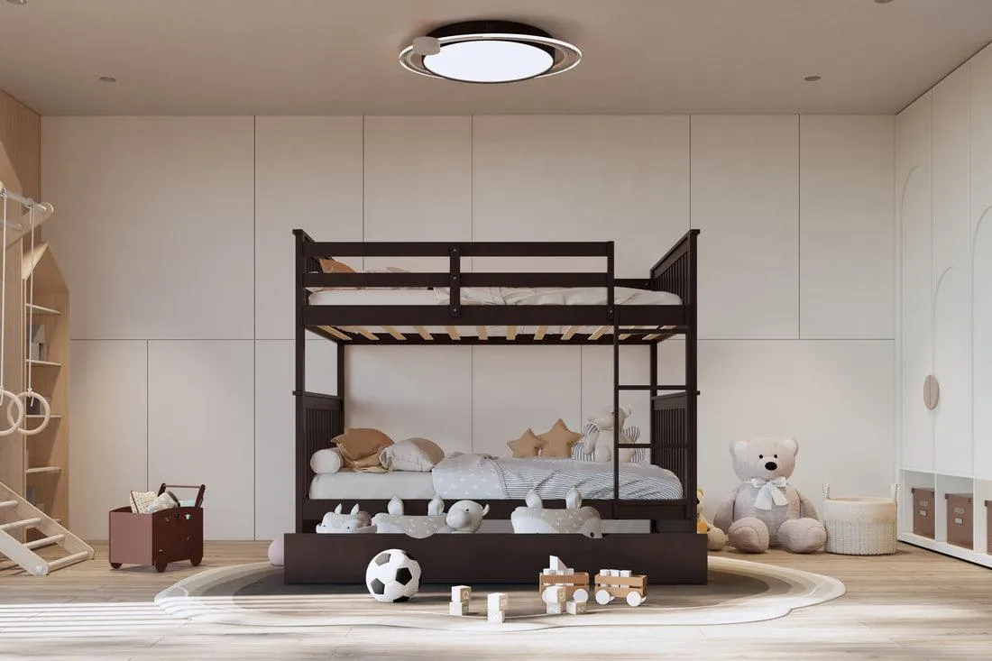 Tower Espresso Full/Full Bunk Bed w/Twin Trundle