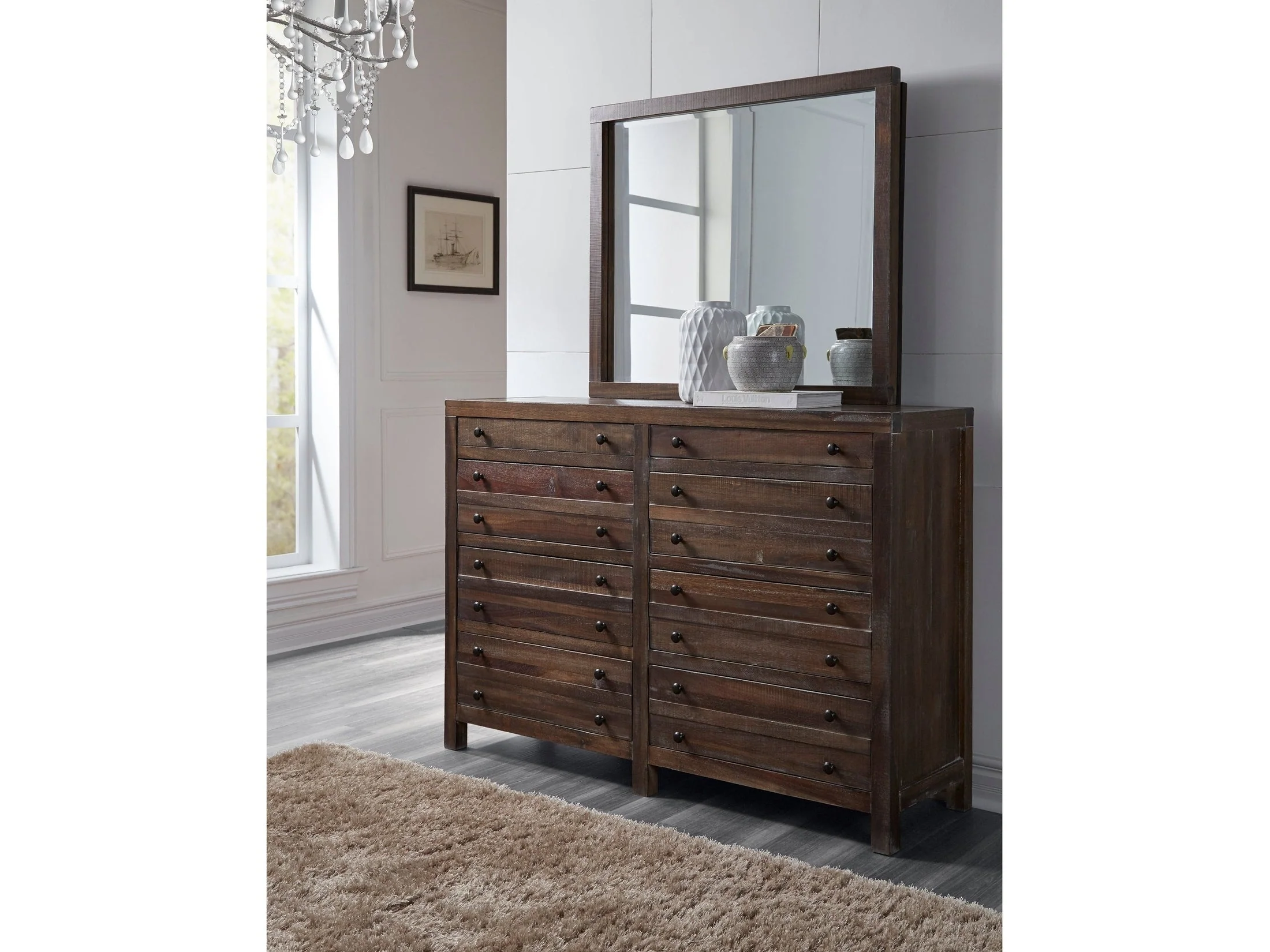 Townsend Eight Drawer Solid Wood Dresser in Java