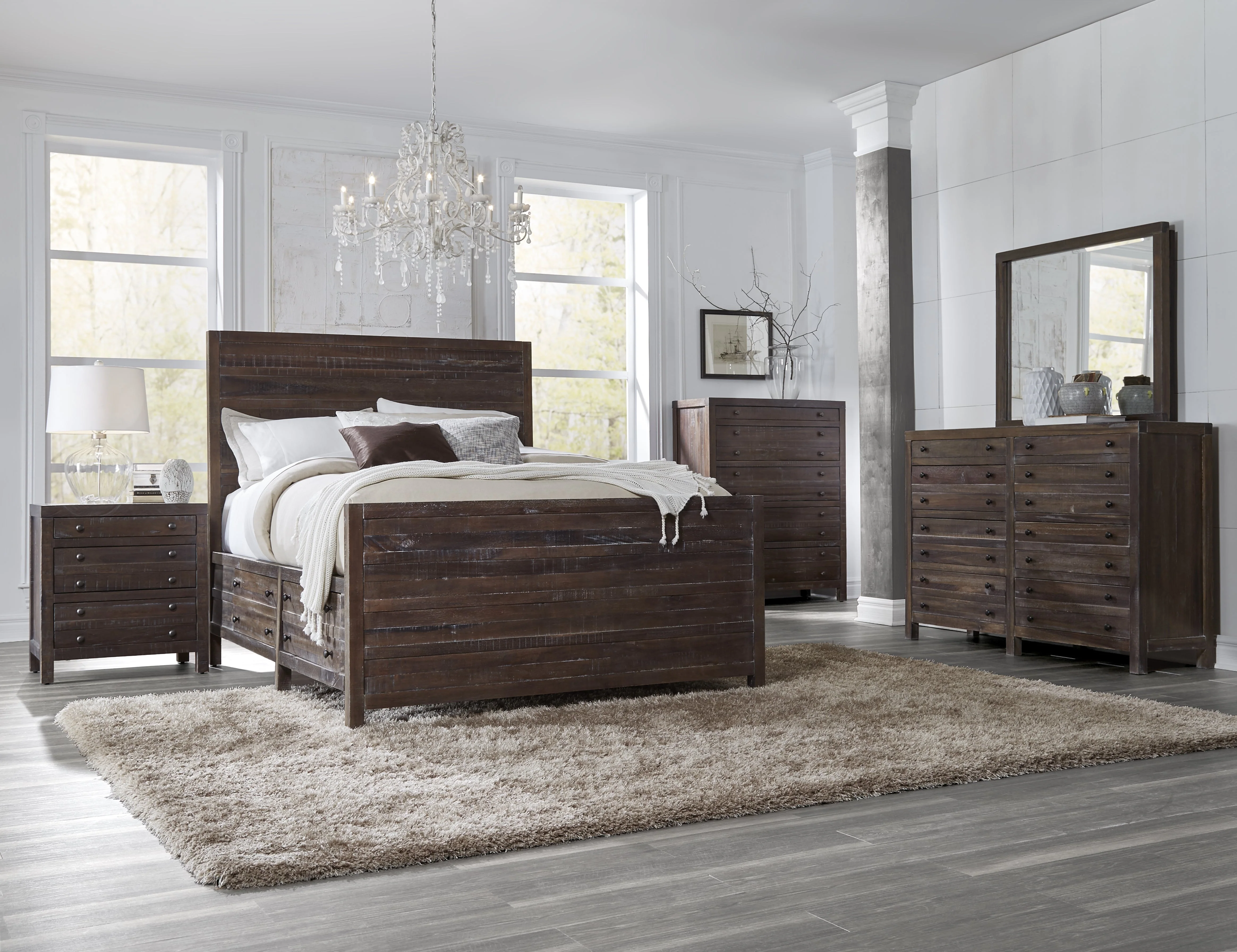 Townsend Solid Wood Eastern King Storage Bed in Java - Image 2