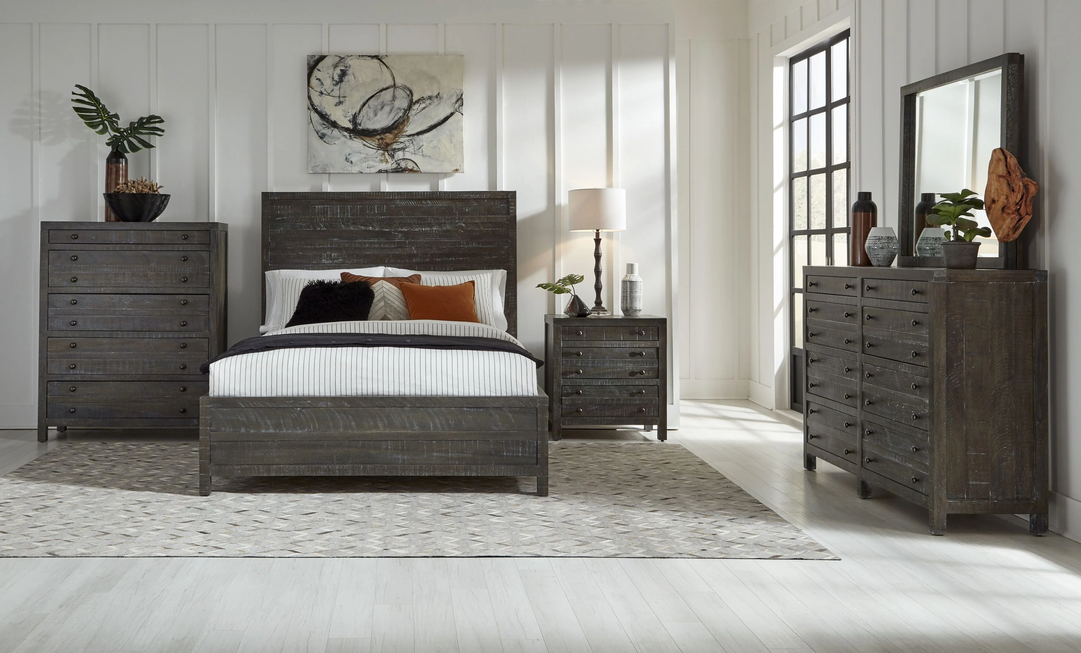 Townsend Solid Wood Three Drawer Nighstand in Gunmetal - Image 2