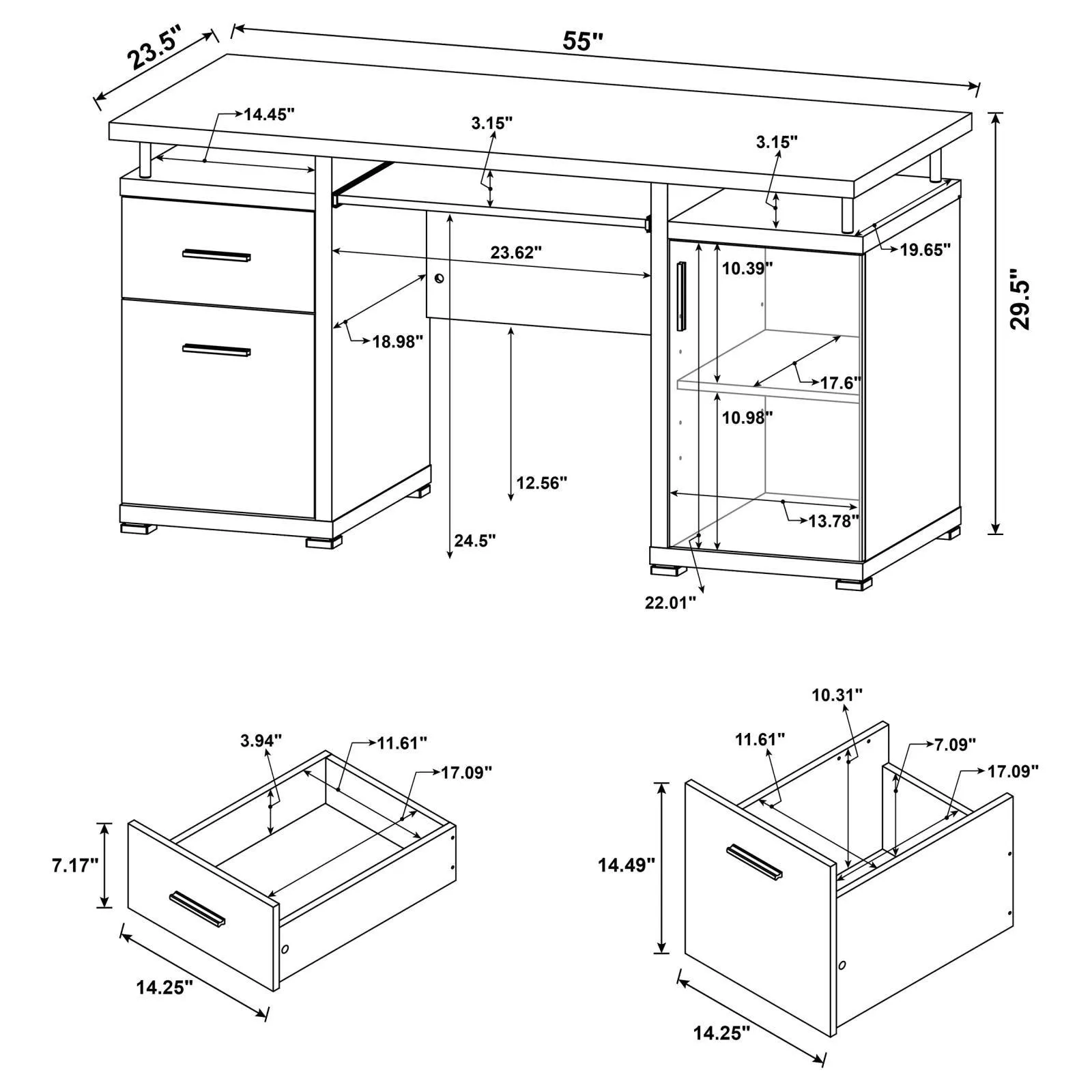 Tracy Cappuccino 2-Drawer Computer Desk - Image 12
