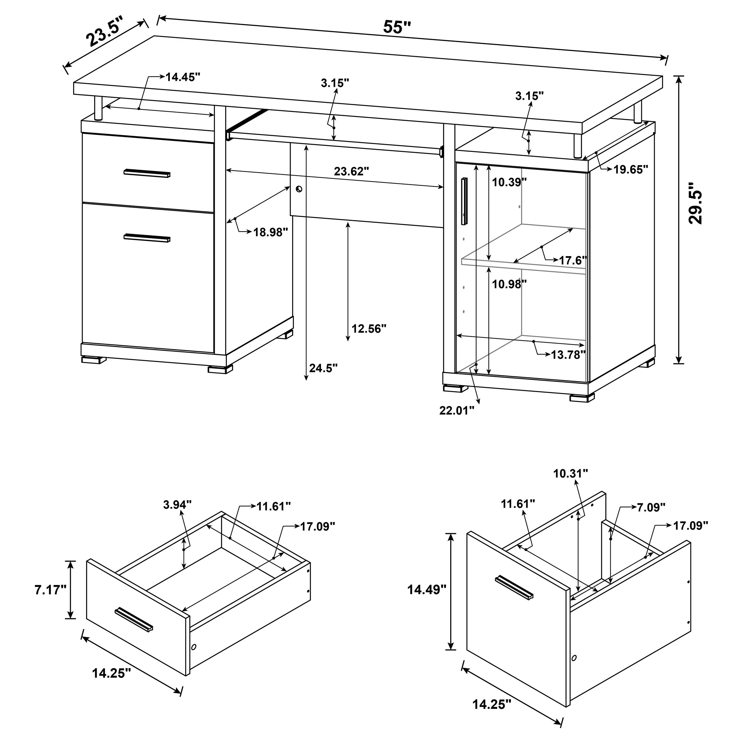 Tracy Mango 55-inch 2-drawer Office Computer Desk - Image 10