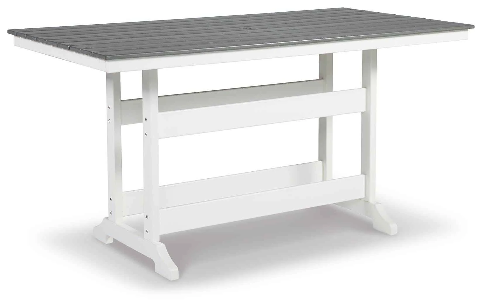Transville Gray/White Outdoor Counter Height Dining Table with 4 Barstools - Image 11