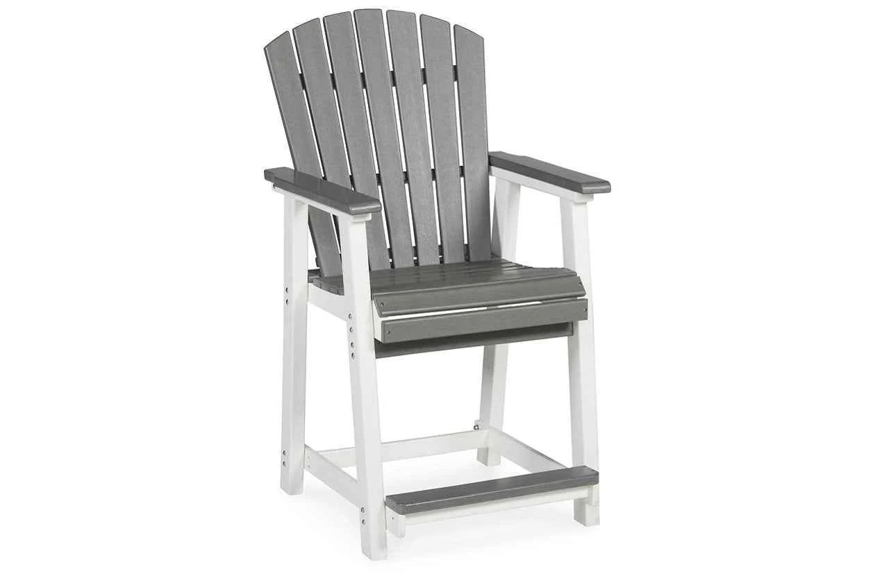 Transville Gray/White Outdoor Counter Height Dining Table with 4 Barstools - Image 3
