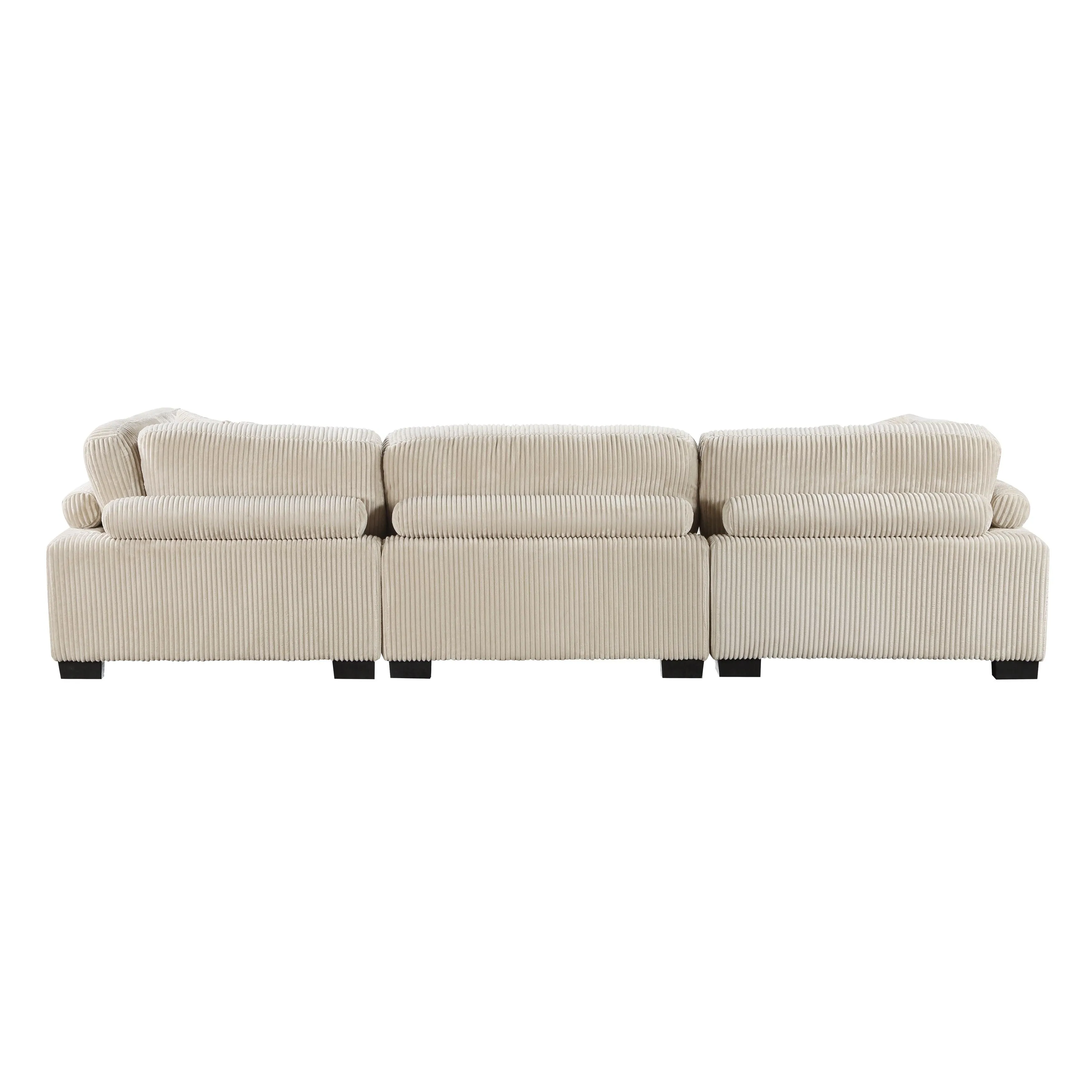 Traverse Beige Corduroy 3-Piece Sofa - Image 3
