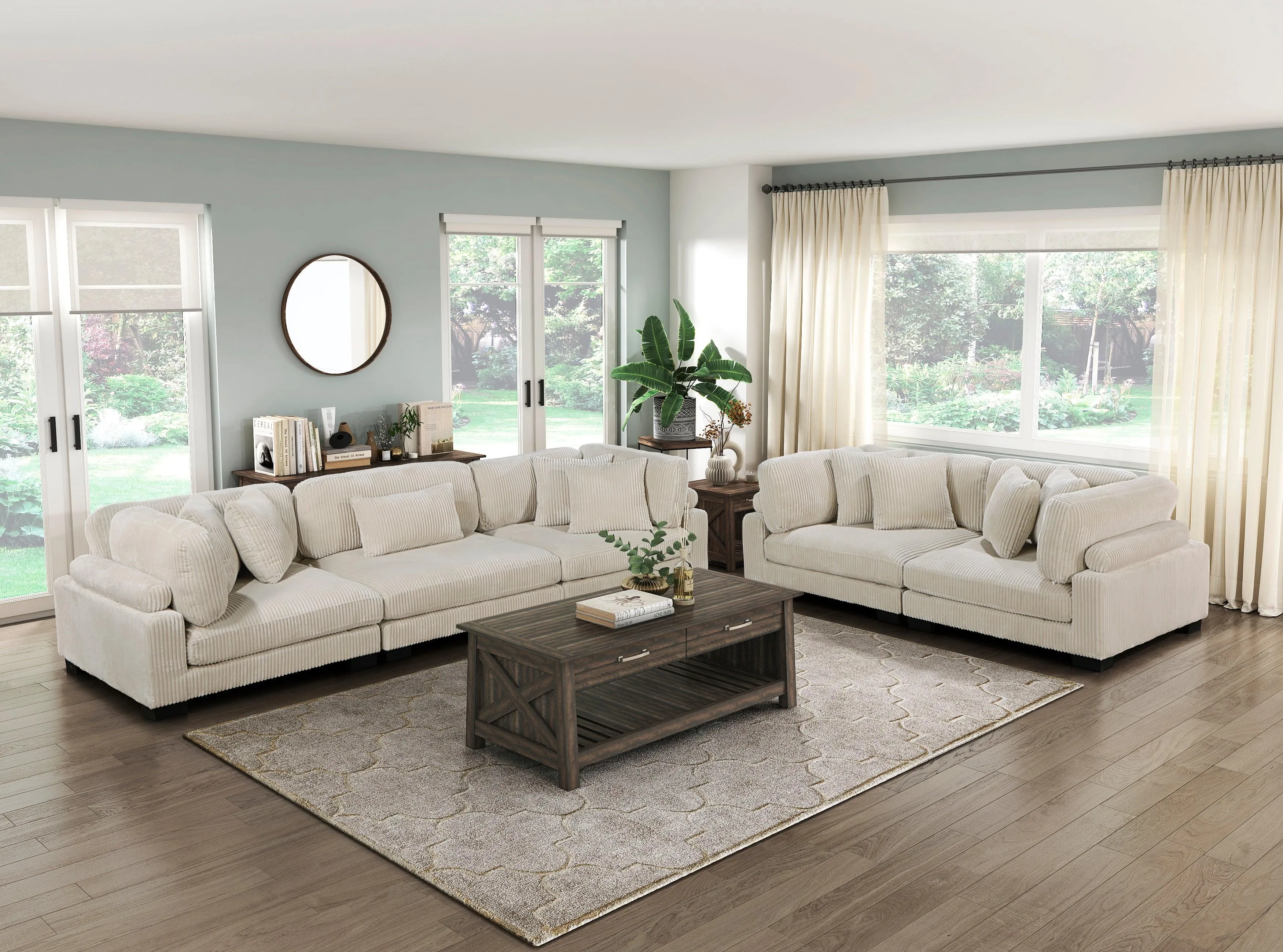 Traverse Beige Corduroy 3-Piece Sofa - Image 4